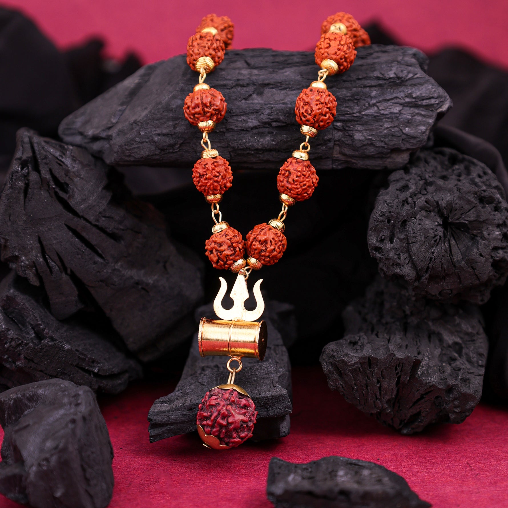 Rudraksha Mala With Damru - Abhimantrit