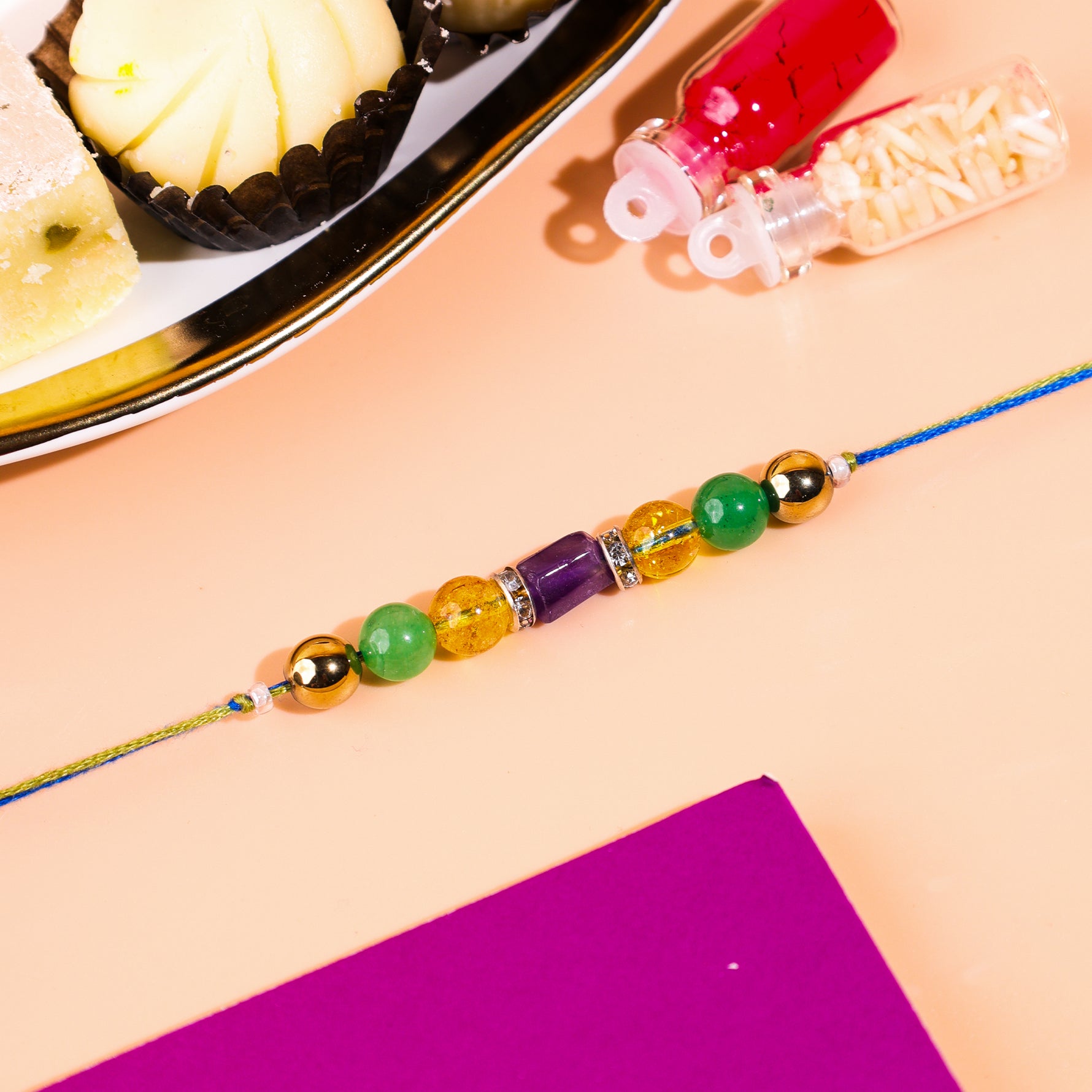 Amethyst stone rakhi - Abhimantrit