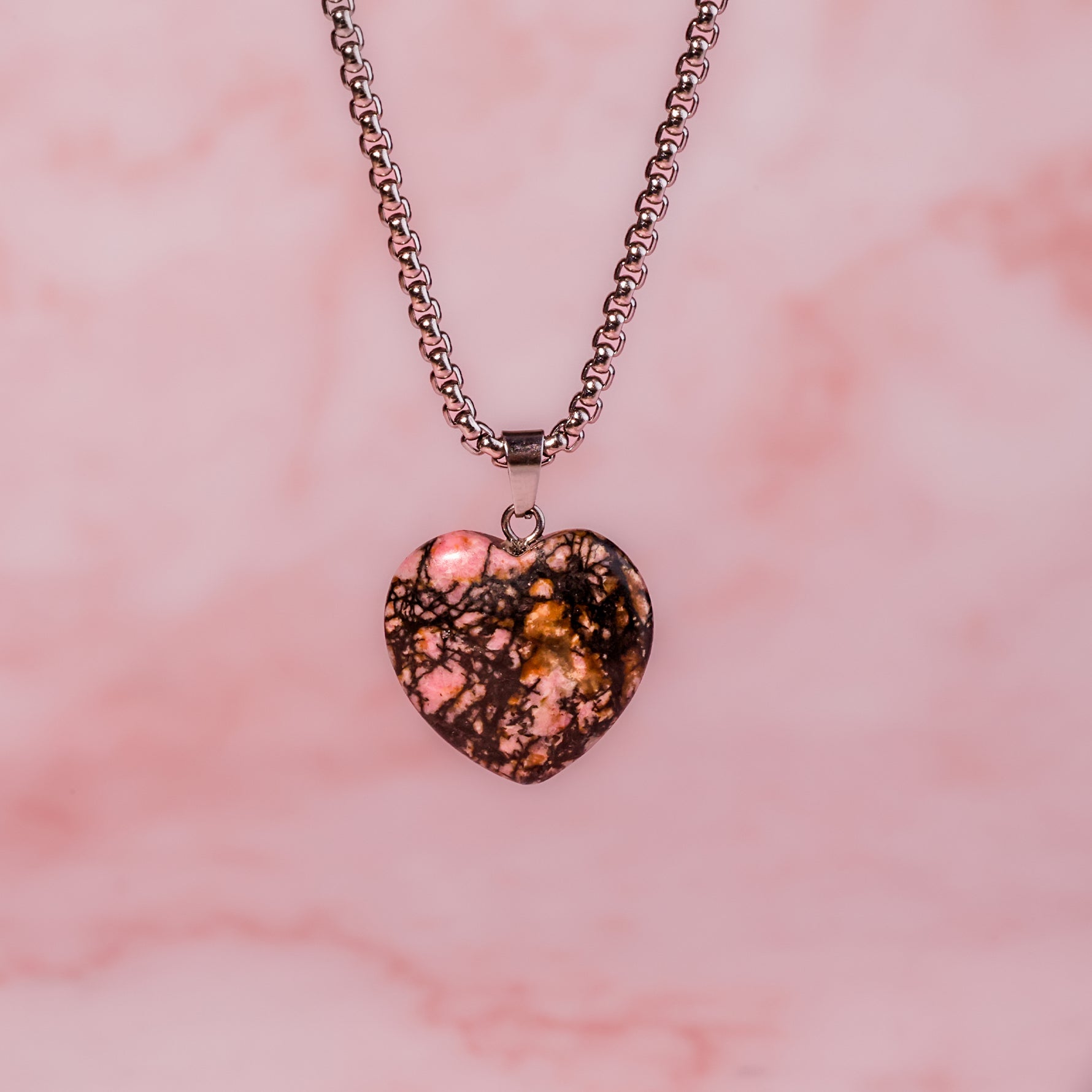 Rhodonite Heart Pendant - Abhimantrit & Certified