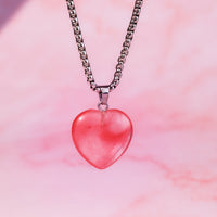 Cherry Quartz Heart Pandent - Abhimantrit & Certified
