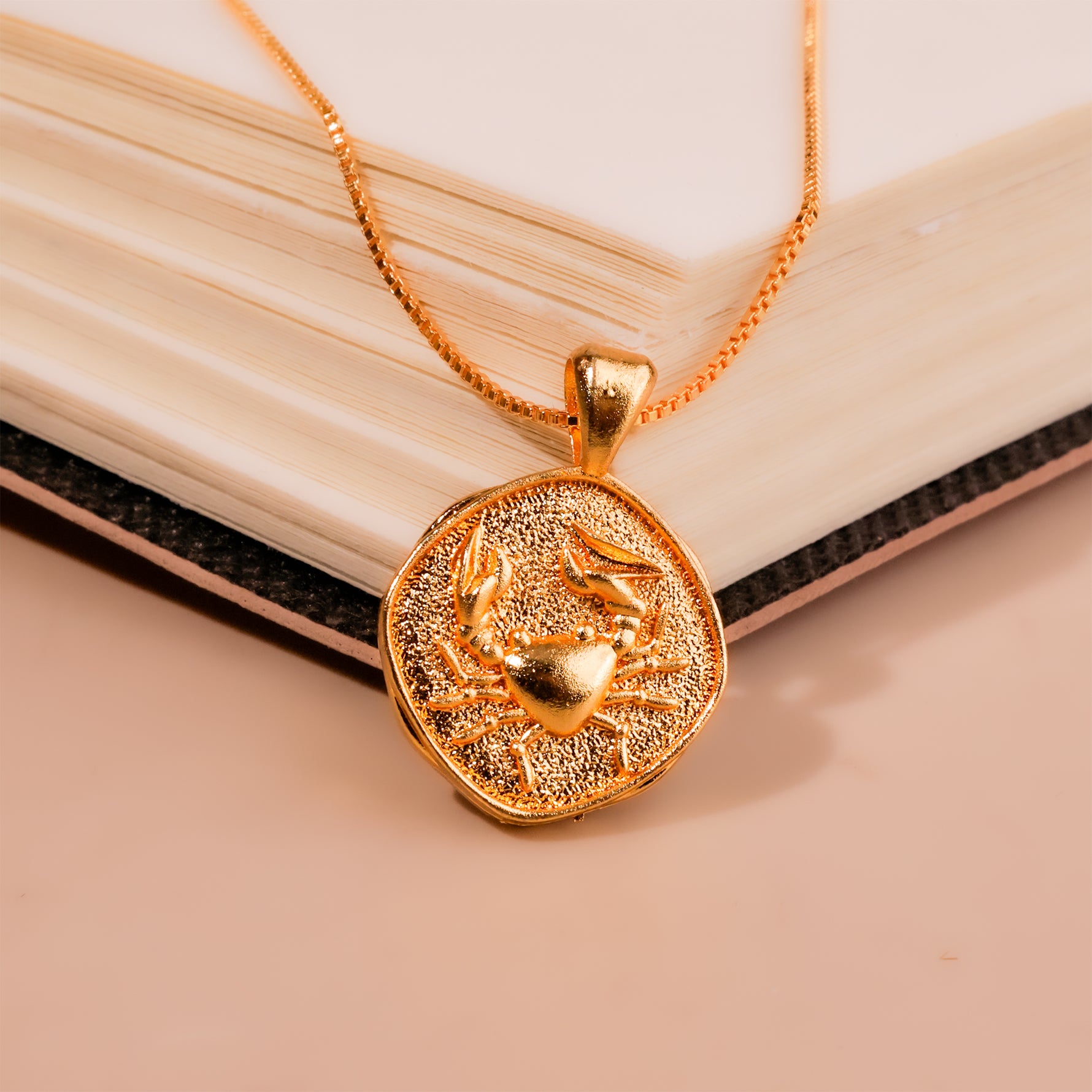 Cancer Zodiac Sing Gold Plated Pendant - Abhimantrit