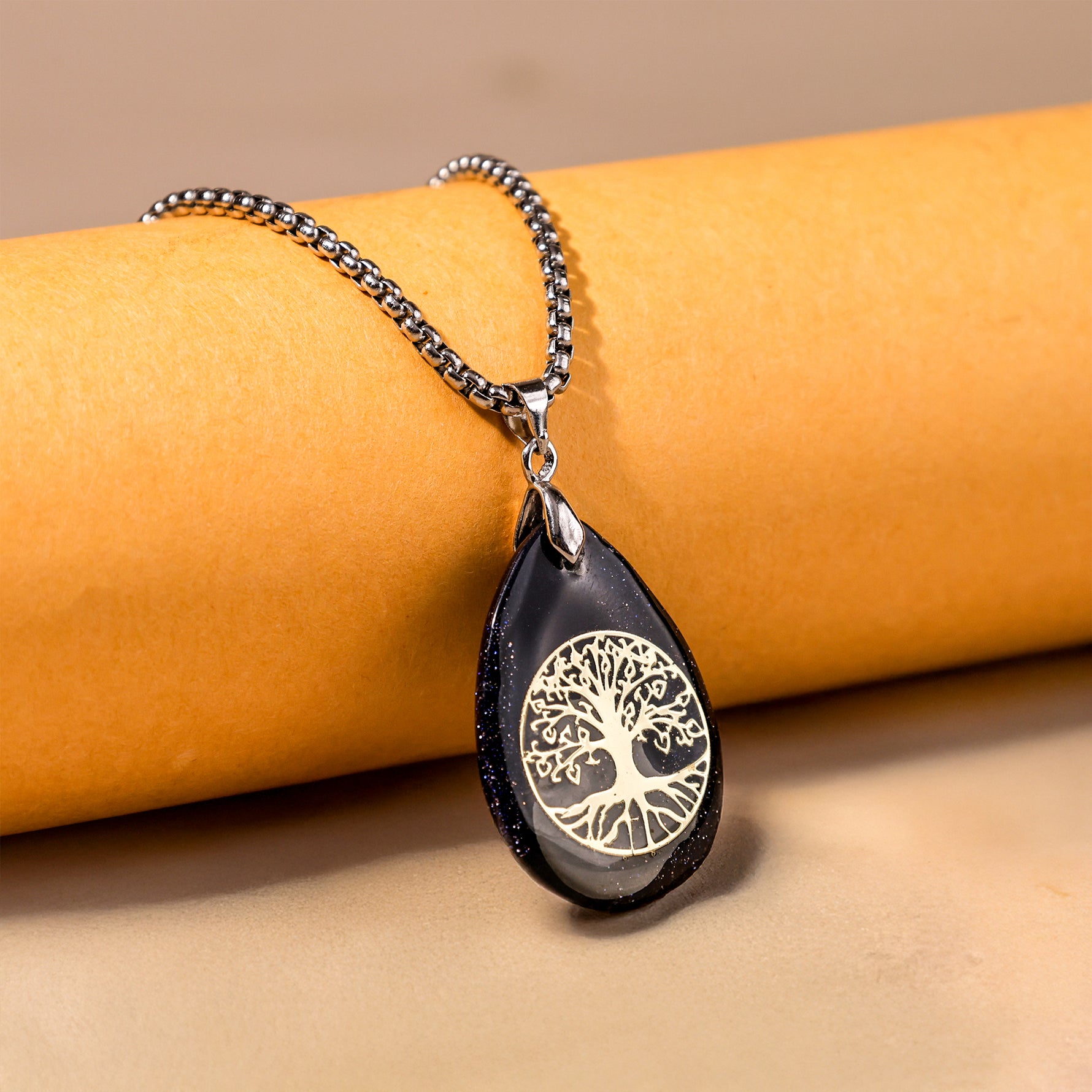 Blue Sunstone Life of Tree Pendant - Abhimantrit & Certified