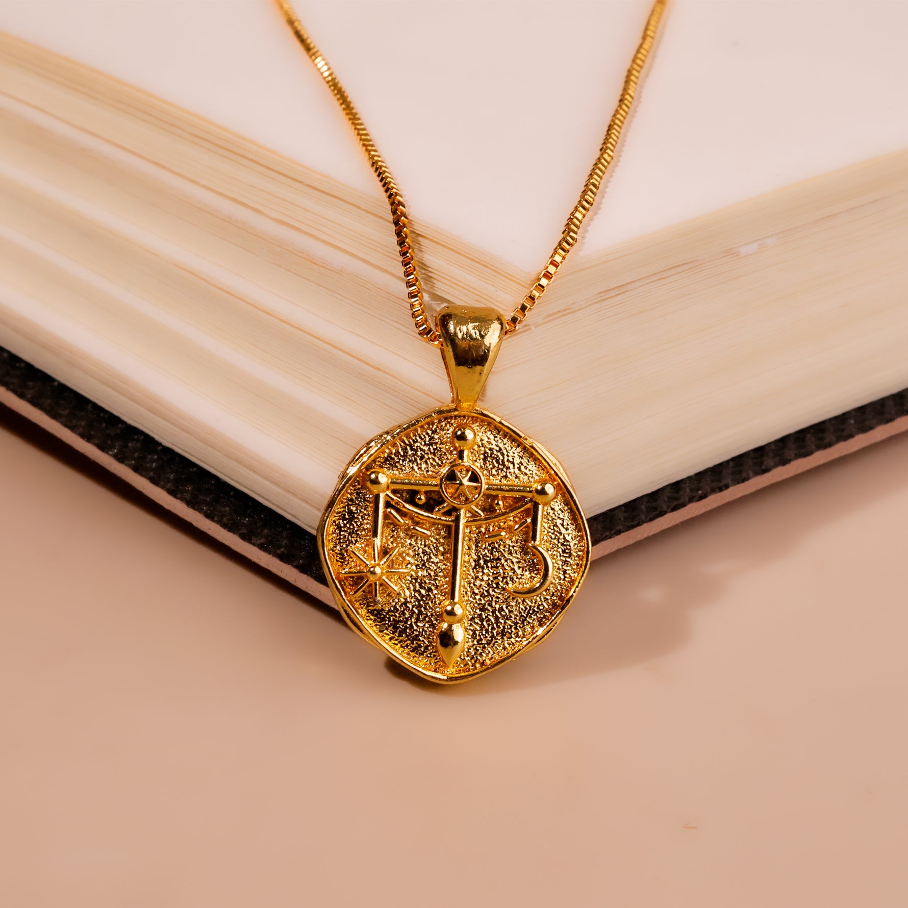 Libra Zodiac Sign Gold Plated Pendant - Abhimantrit