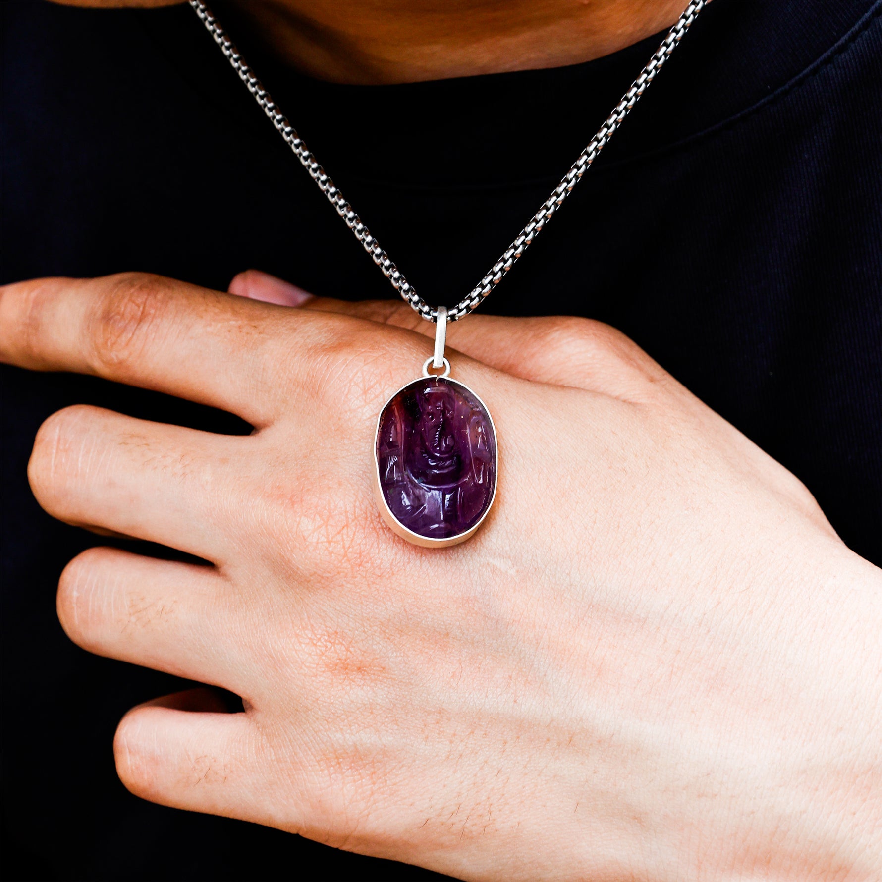 Amethyst Ganesha Pendant - Abhimantrit