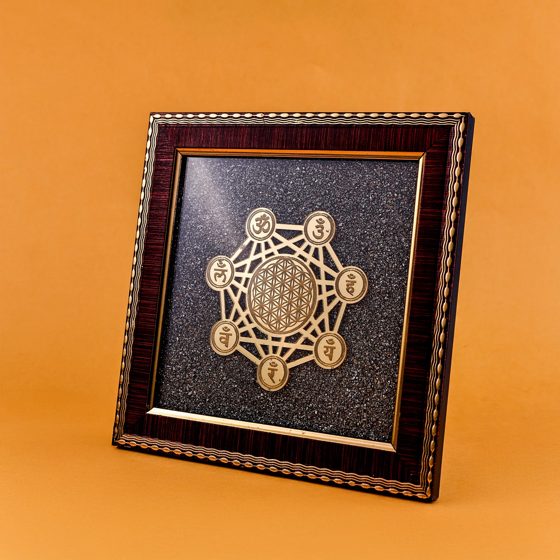 Shree Chakra Raw Pyrite Frame - Abhimantrit