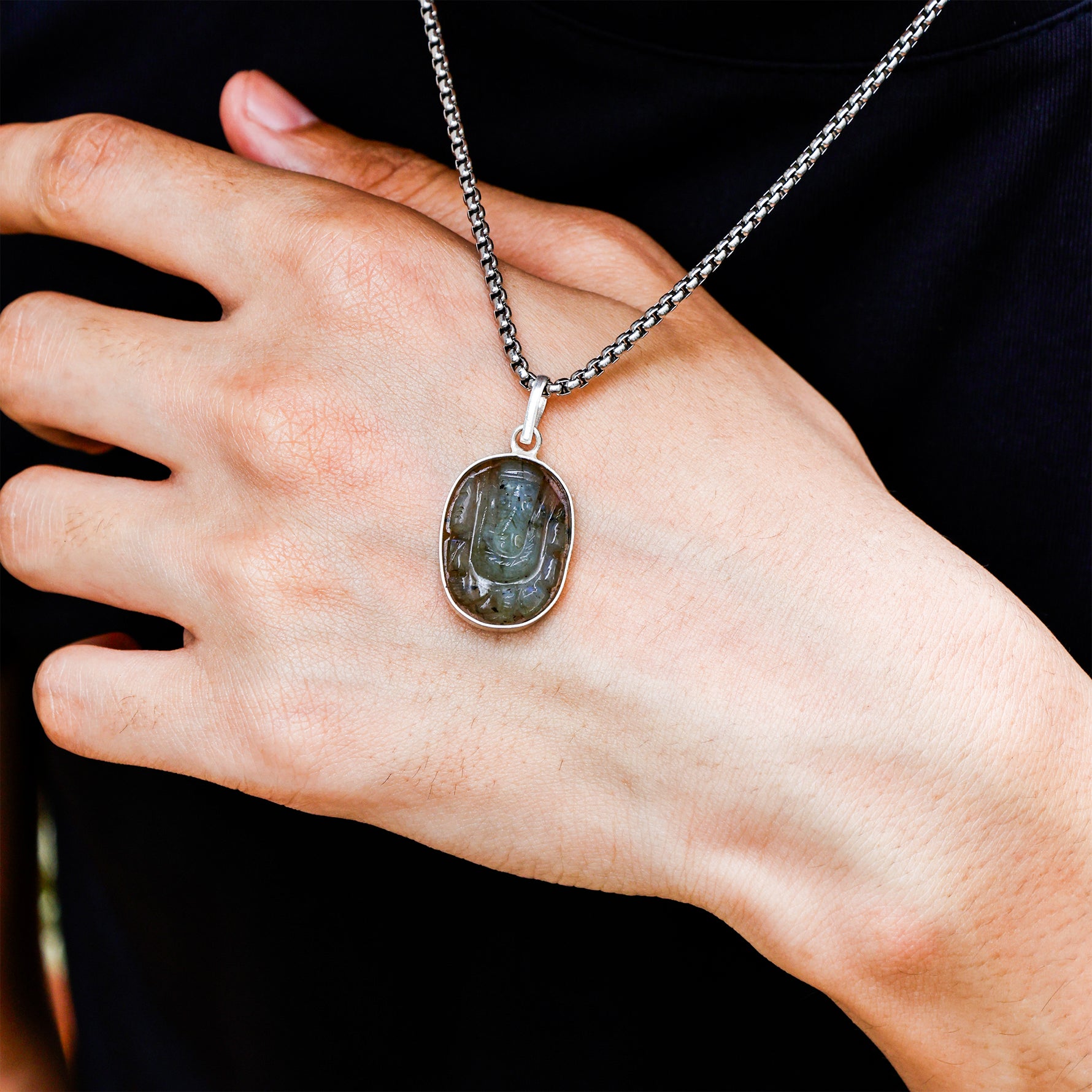 Labradorite Ganesha Pendant - Abhimantrit
