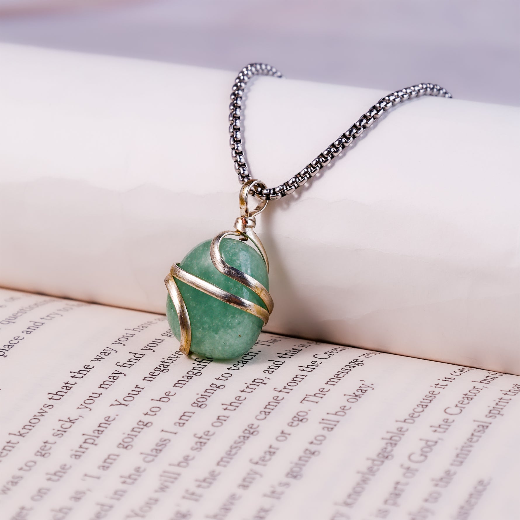 Green Aventurine Wrapping Pendant - Abhimantrit & Certified