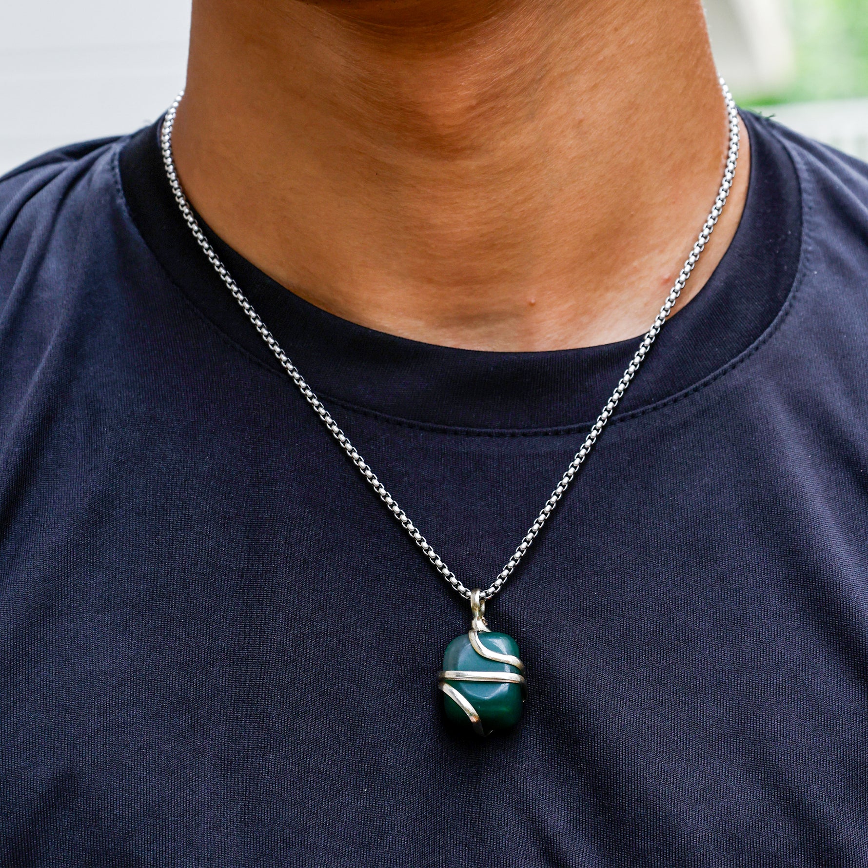 Green Jade Wrapping Pendant - Abhimantrit & Certified