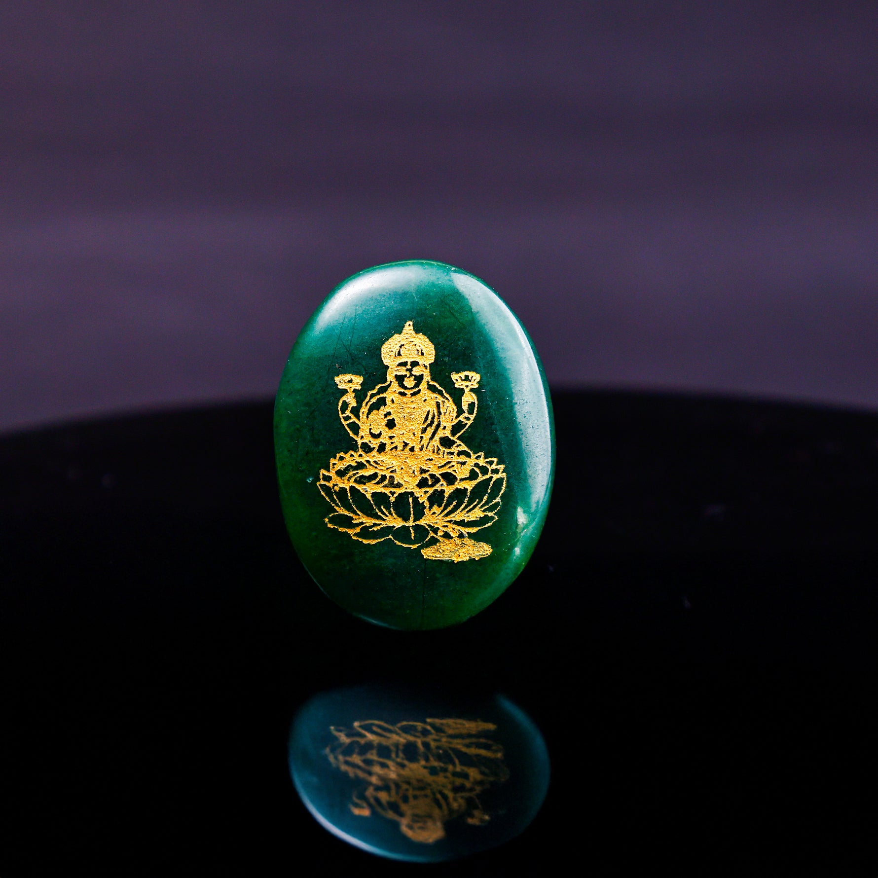 Green Jade Lakshmi Shri Yantra Coin - Abhimantrit & Certified