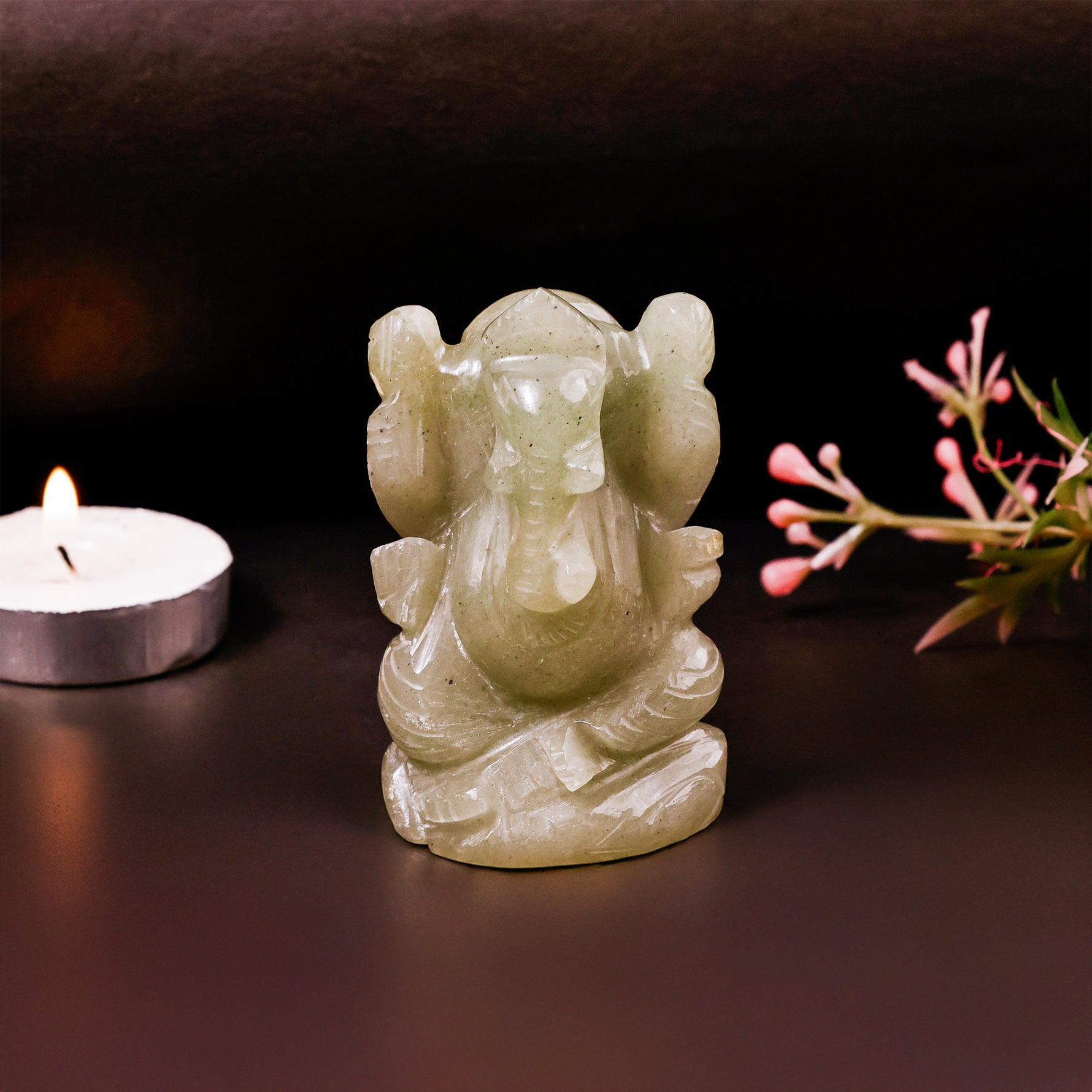 Green Aventurine Ganesh ji - Abhimantrit & Certified