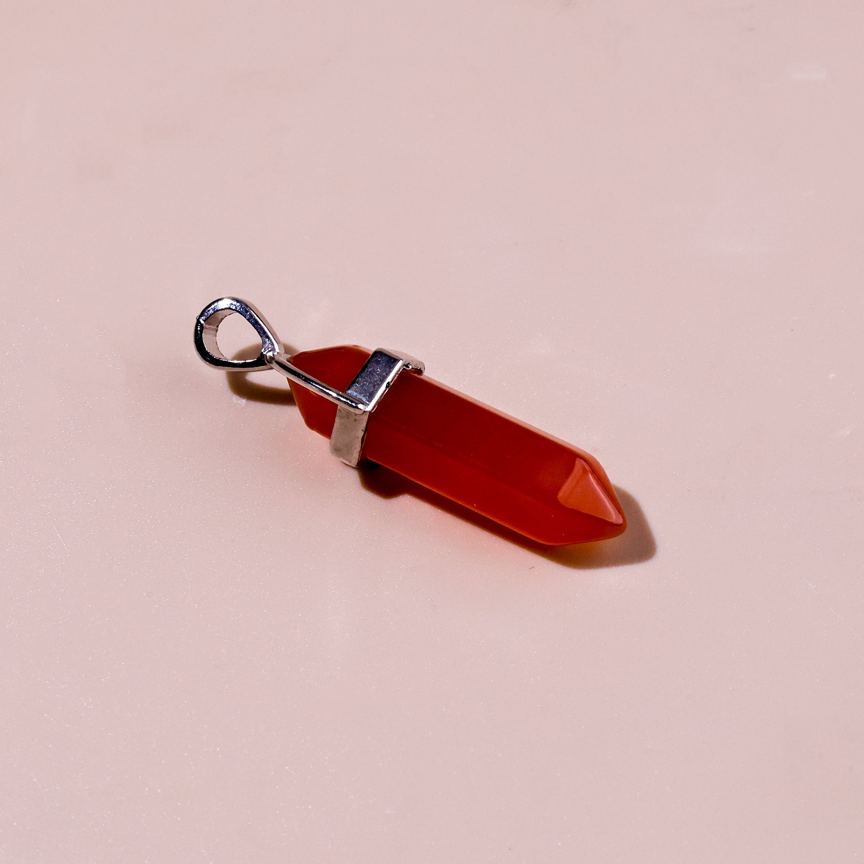 Red Carnelian Pen Shape Pendant - Abhimantrit