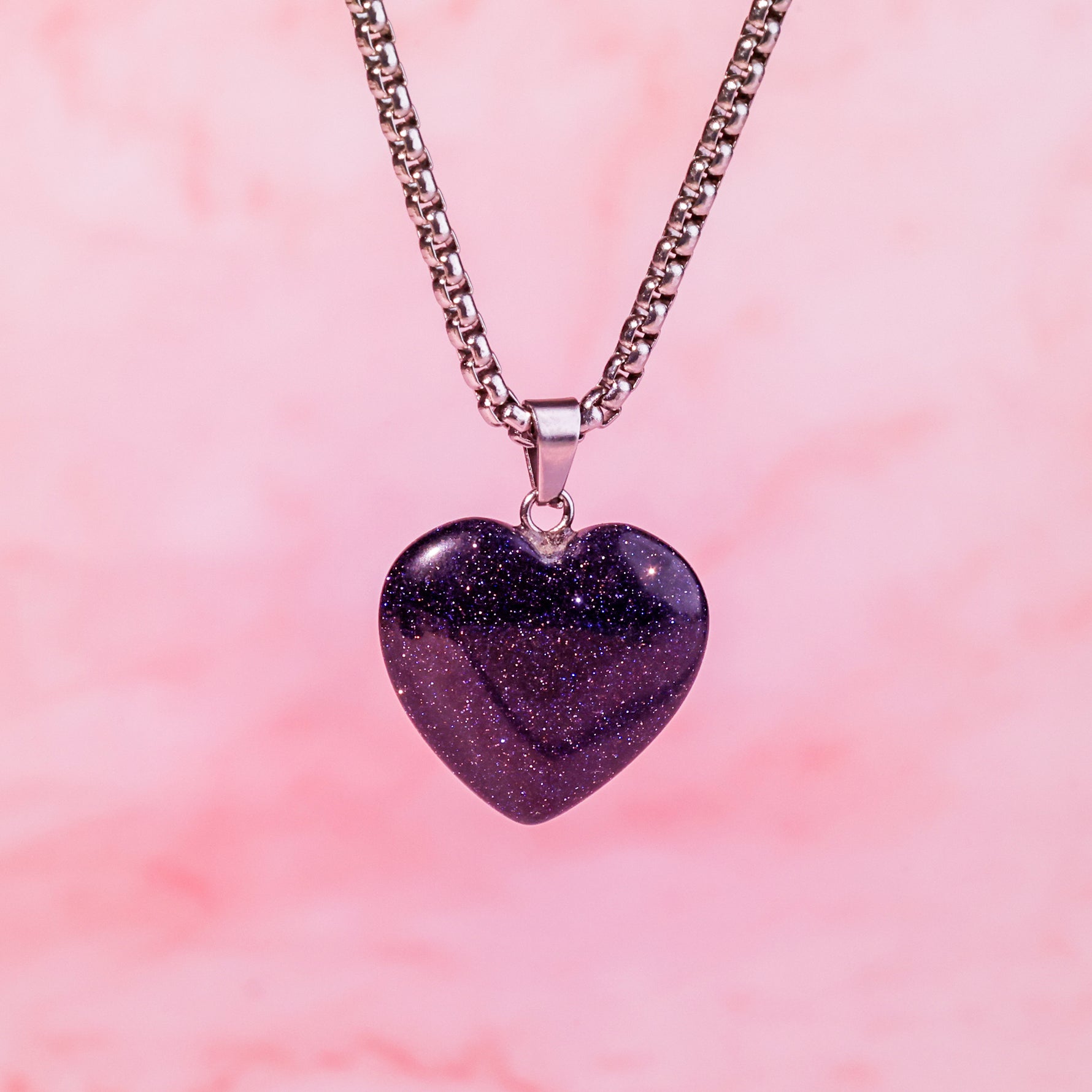 Blue Sunstone Heart Pandent - Abhimantrit & Certified