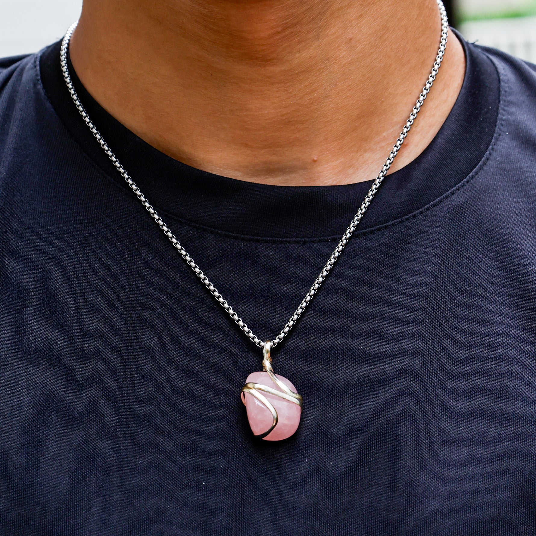 Rose Quartz Wrapping Pendant - Abhimantrit & Certified