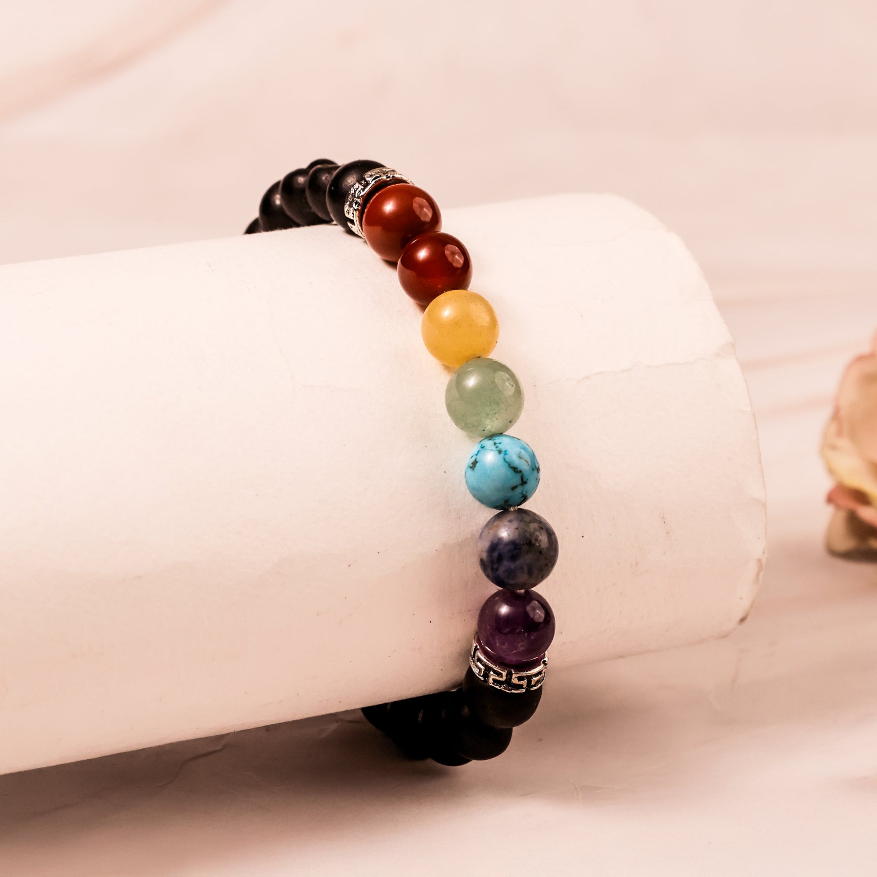 Karungali With 7 Chakra Bracelet - Abhimantrit & Certified