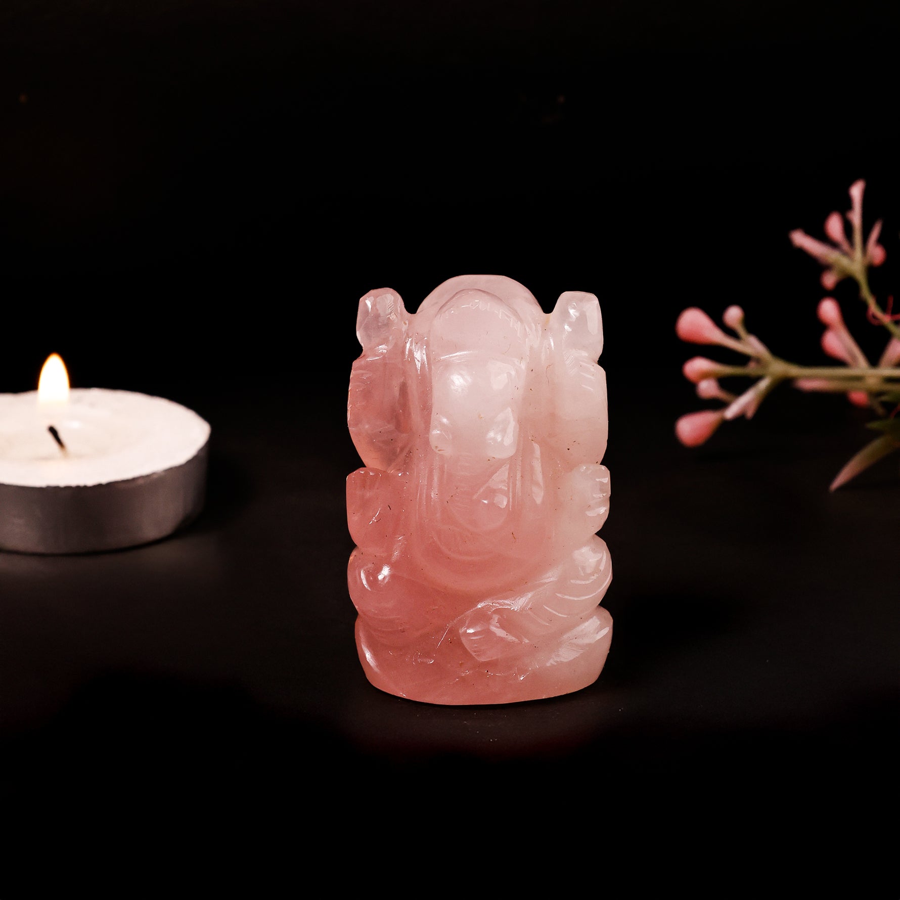 Rose Quartz Ganesha - Abhimantrit & Certified