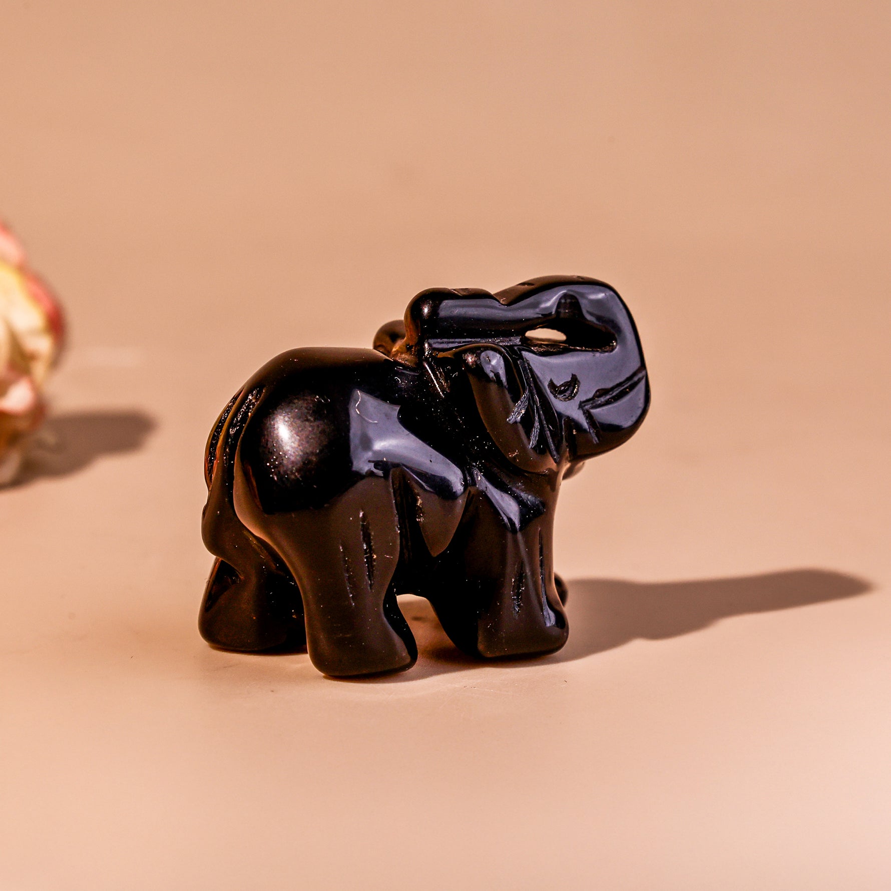 Black Obsidian Crystal Elephant - Abhimantrit