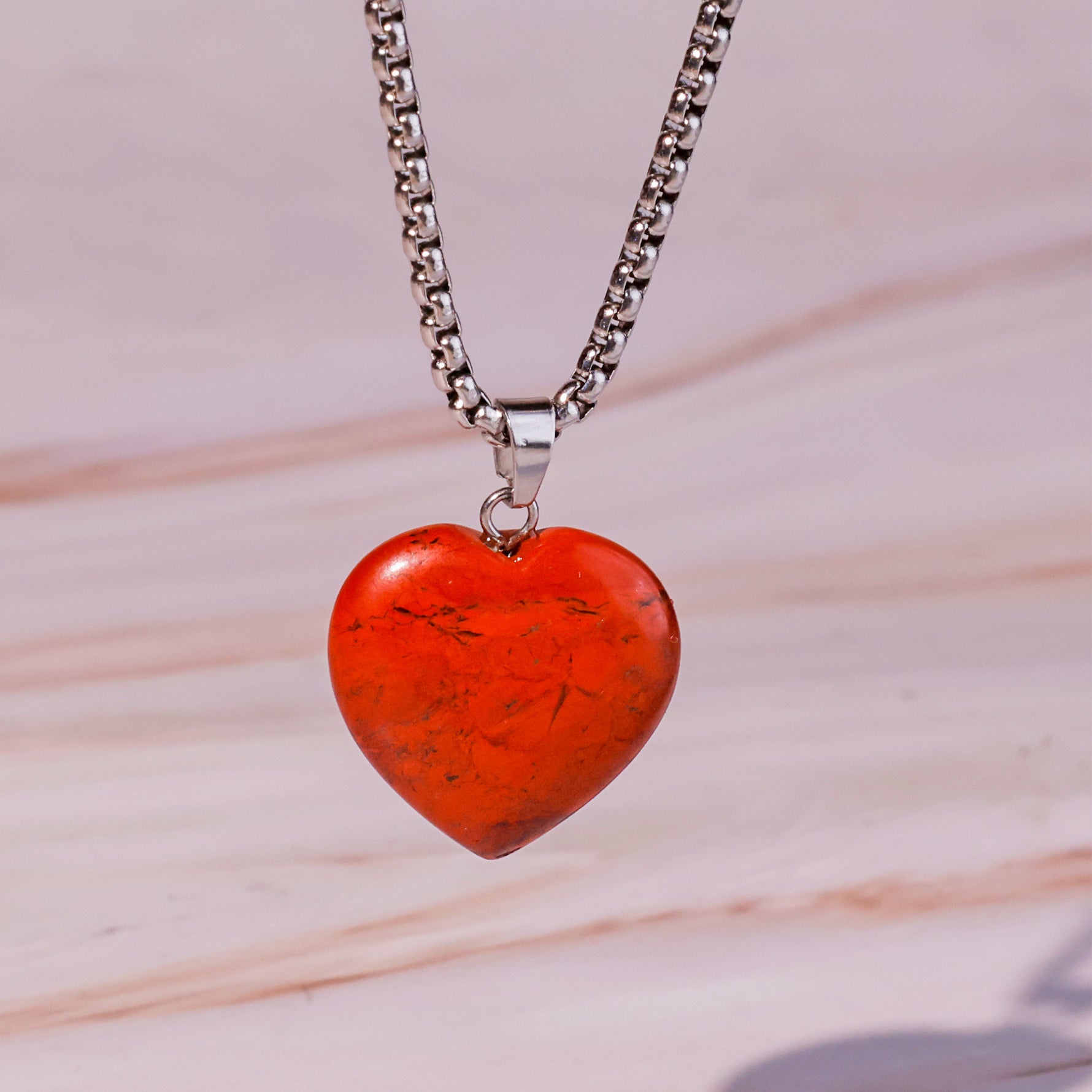 Red Jasper Heart Pendant - Abhimantrit & Certified