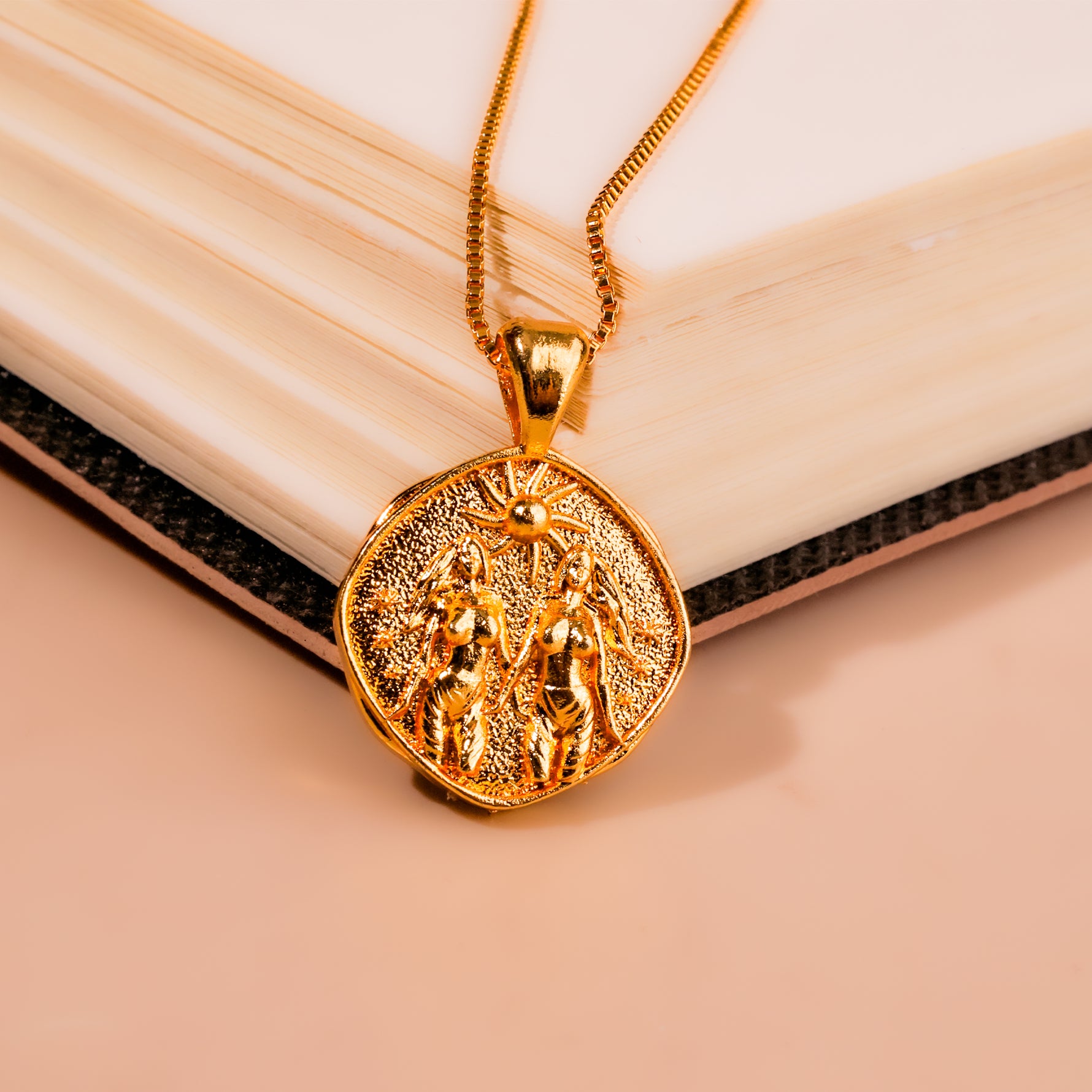 Gemini Zodiac Sign Gold Plated Pendant - Abhimantrit