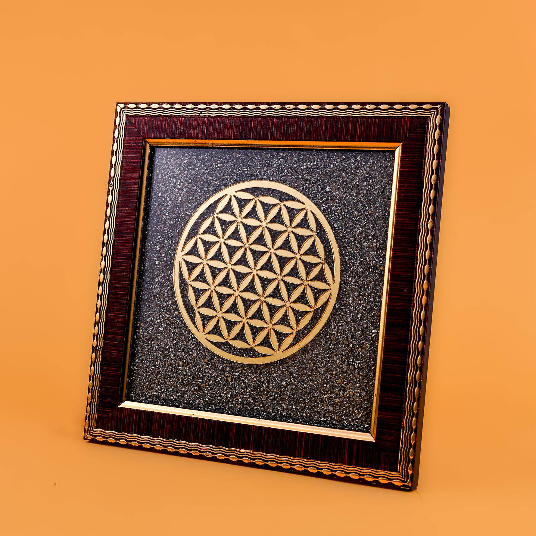 Flower Of Life Raw Pyrite Frame - Abhimantrit