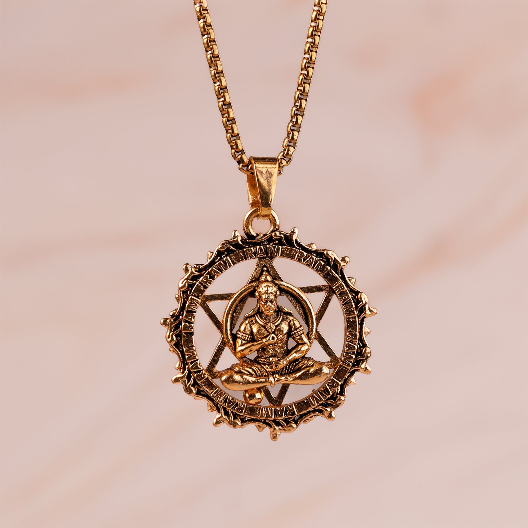 IGP Plating Meditating Hanuman Ji Pendant - Abhimantrit