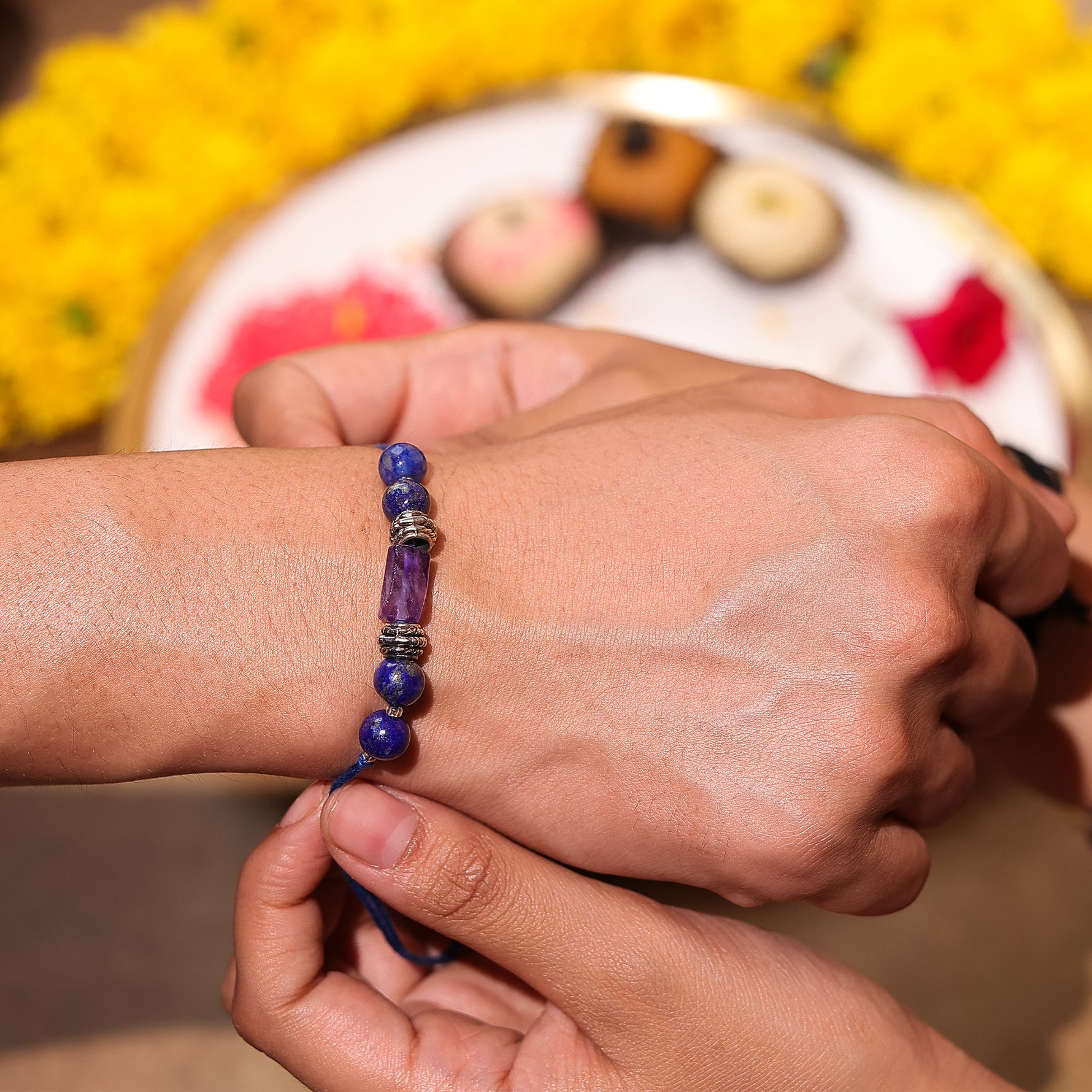 Amethyst stone rakhi - Abhimantrit