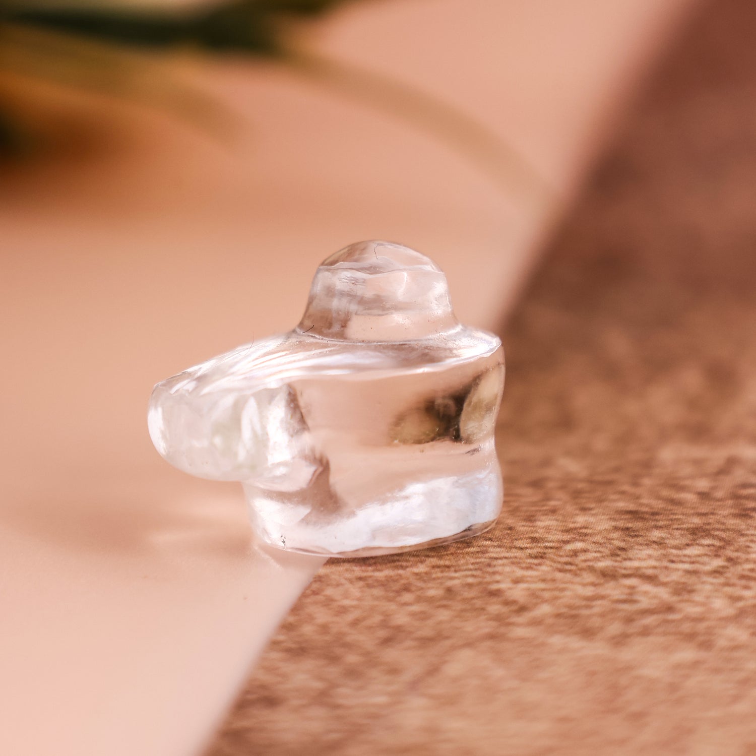 Natural Stone Clear Quartz Shivling - Abhimantrit