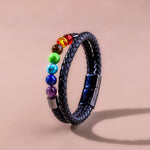 Seven Chakra Leather Bracelet