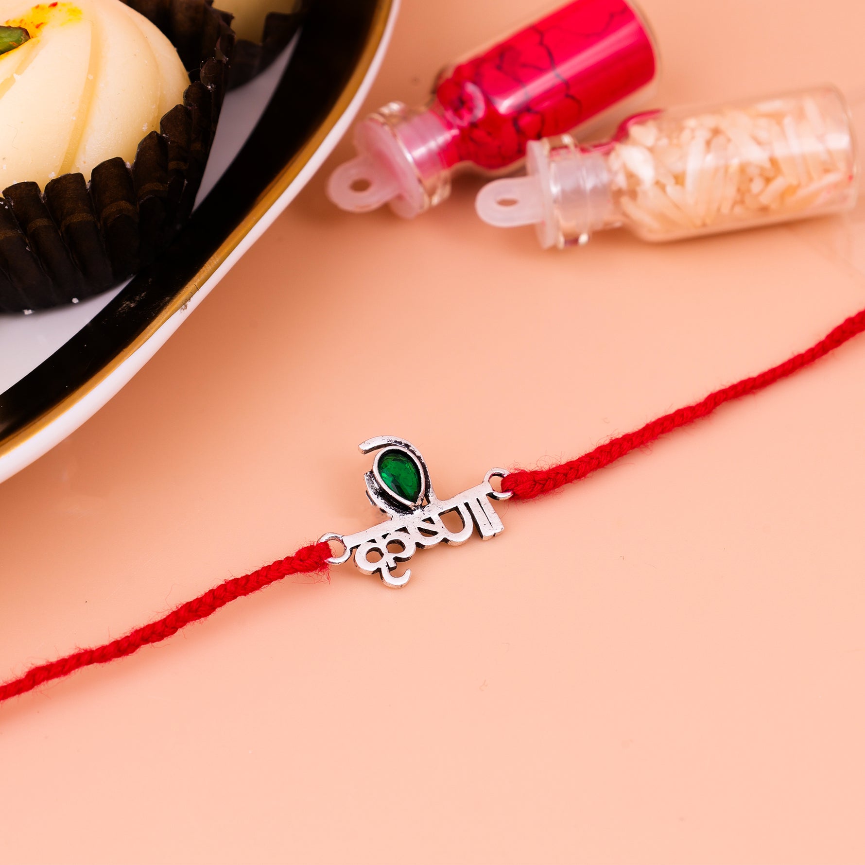 92.5 Pure Silver Krishna Thread Rakhi- Abhimantrit