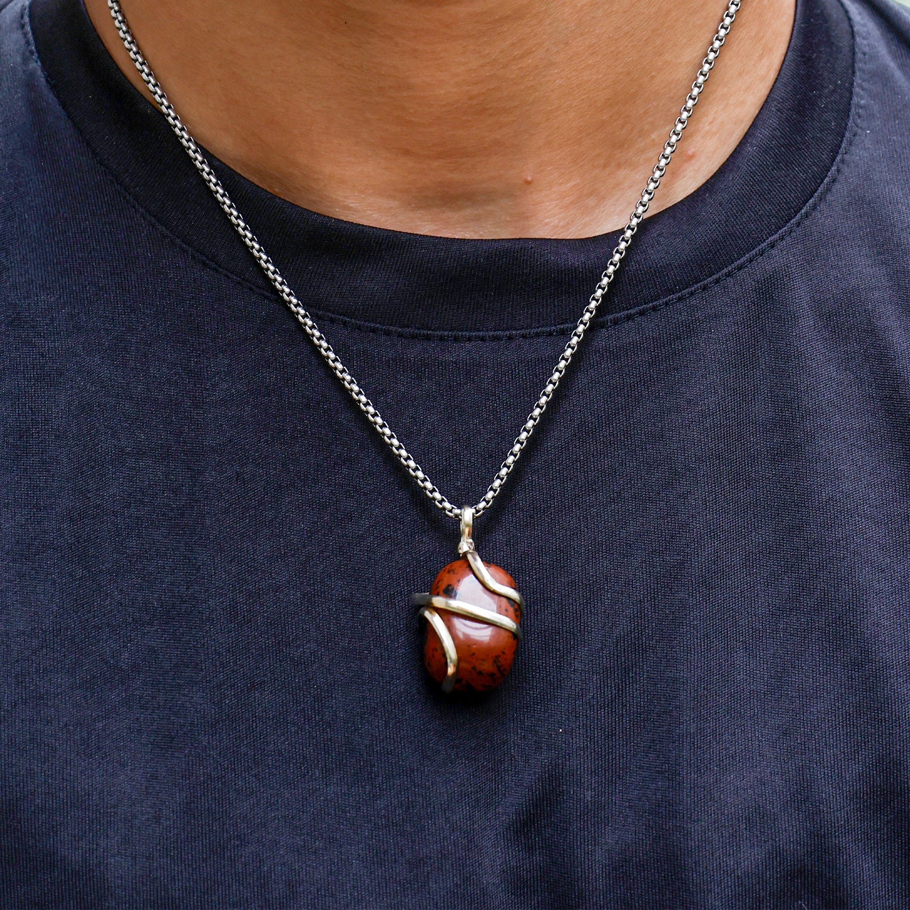 Mahogany Obsidian Wrapping Pendant - Abhimantrit & Certified