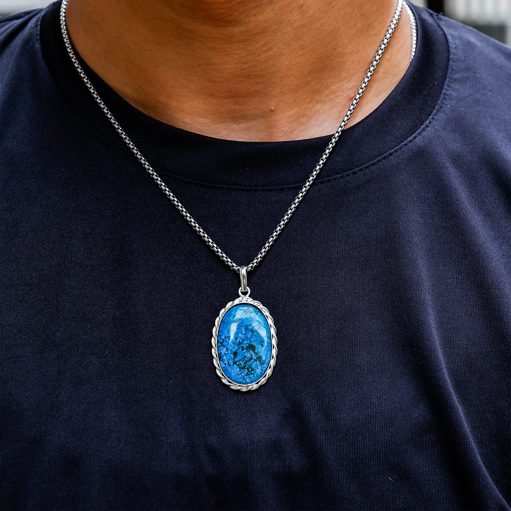 Turquoise (Firoza) Pendant - Abhimantrit & Certified