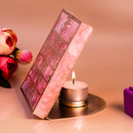 Vishnu Gayatri Mantra Rose Quartz Tealight Holder 