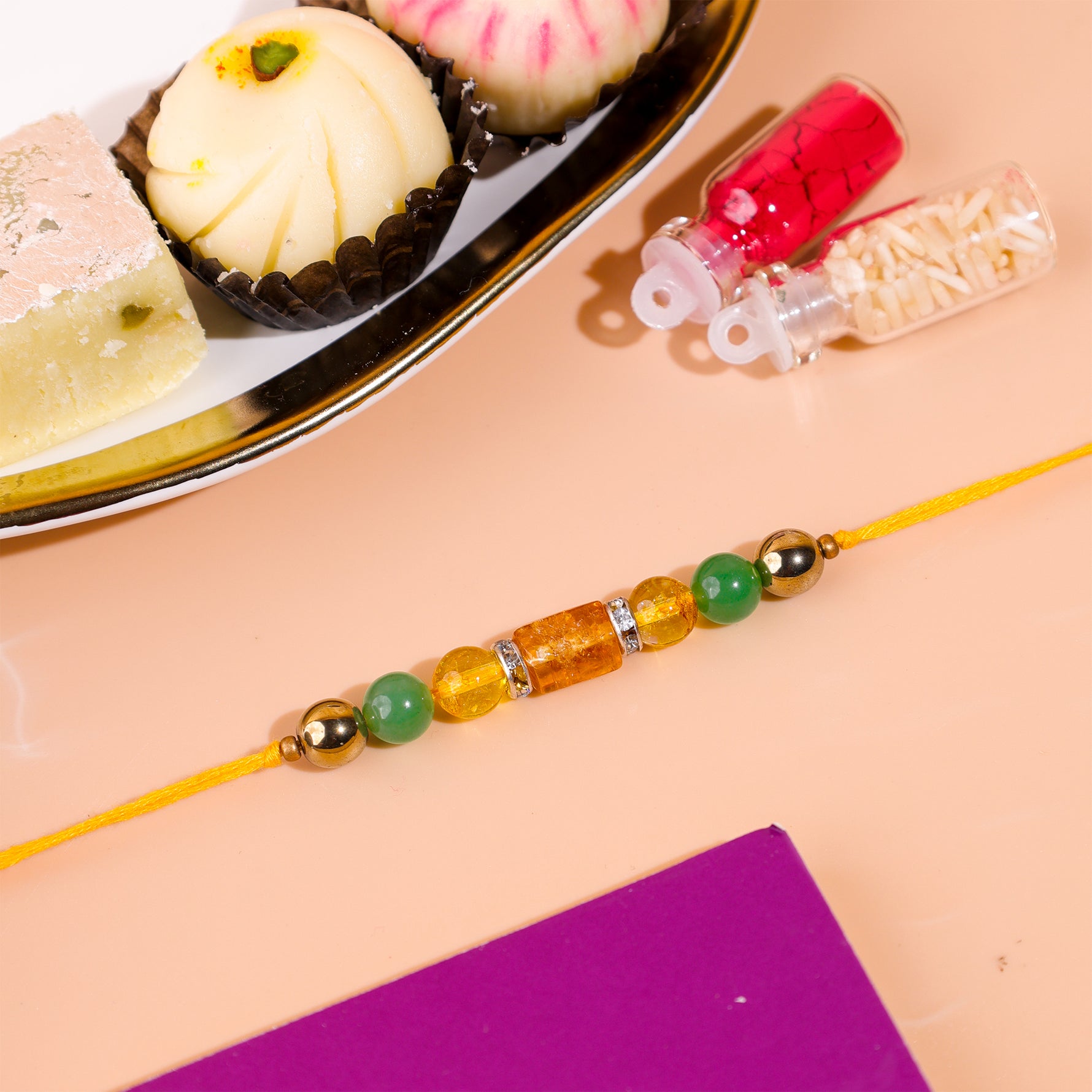 Amethyst stone rakhi - Abhimantrit