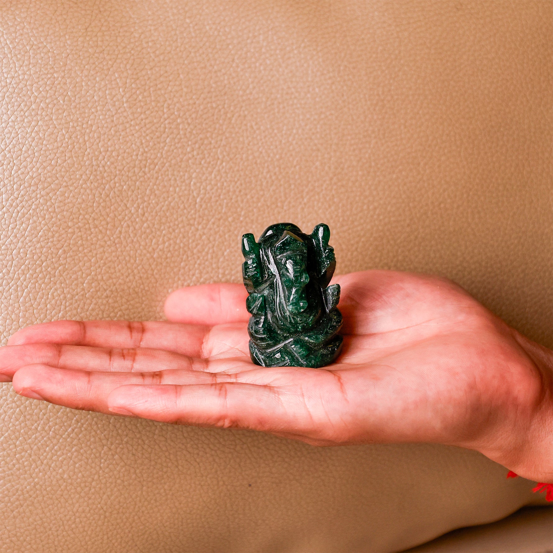 Green Jade Ganesh Ji - Abhimantrit & Certified