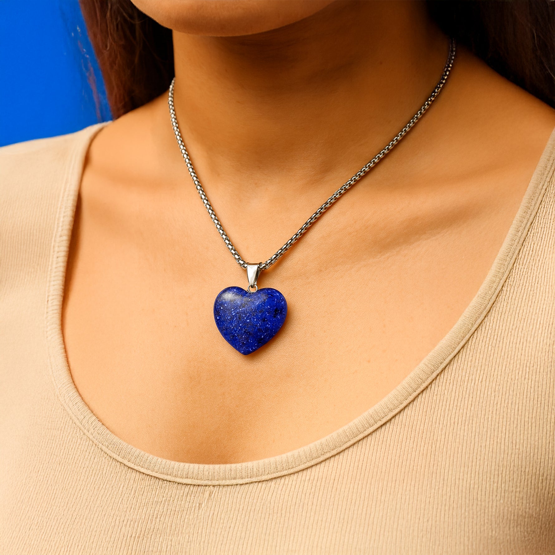Lapis Lazuli Heart Pendant - Abhimantrit & Certified