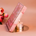 Jain Namaskar Mahamantra Rose Quartz Tealight Holder