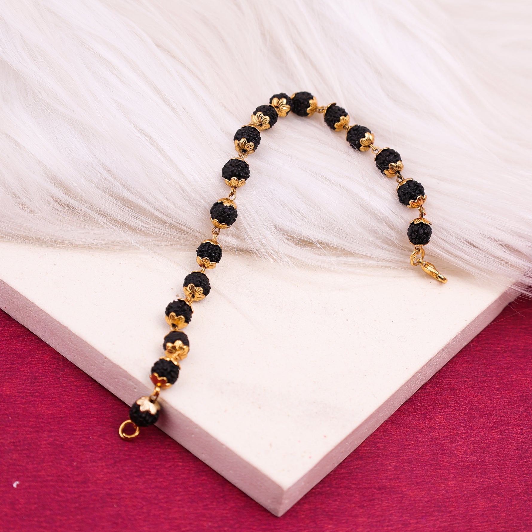 Gold Plated Karungali Malai Bracelet - Abhimantrit