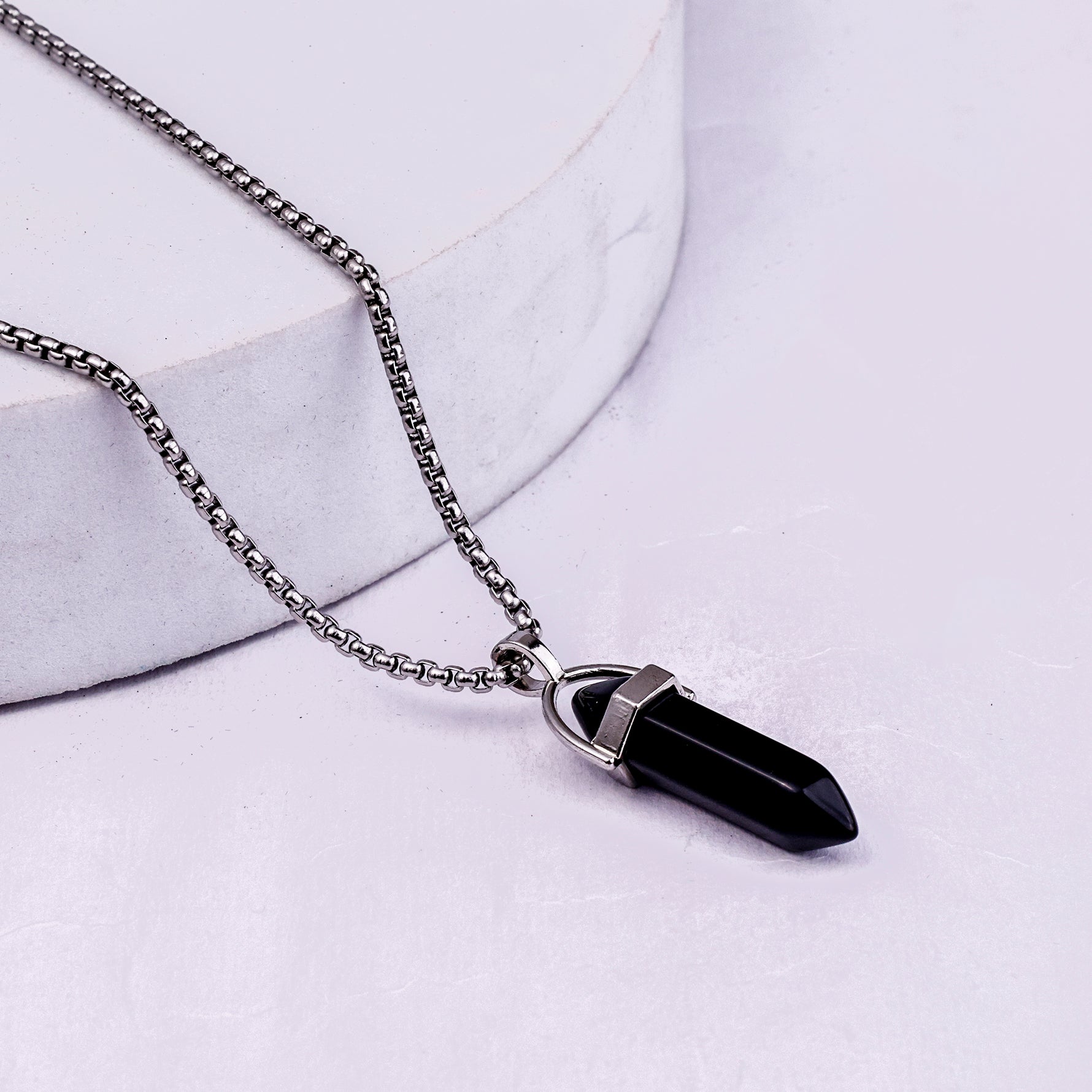 Black Tourmaline Pen Shape Pandent - Abhimantrit