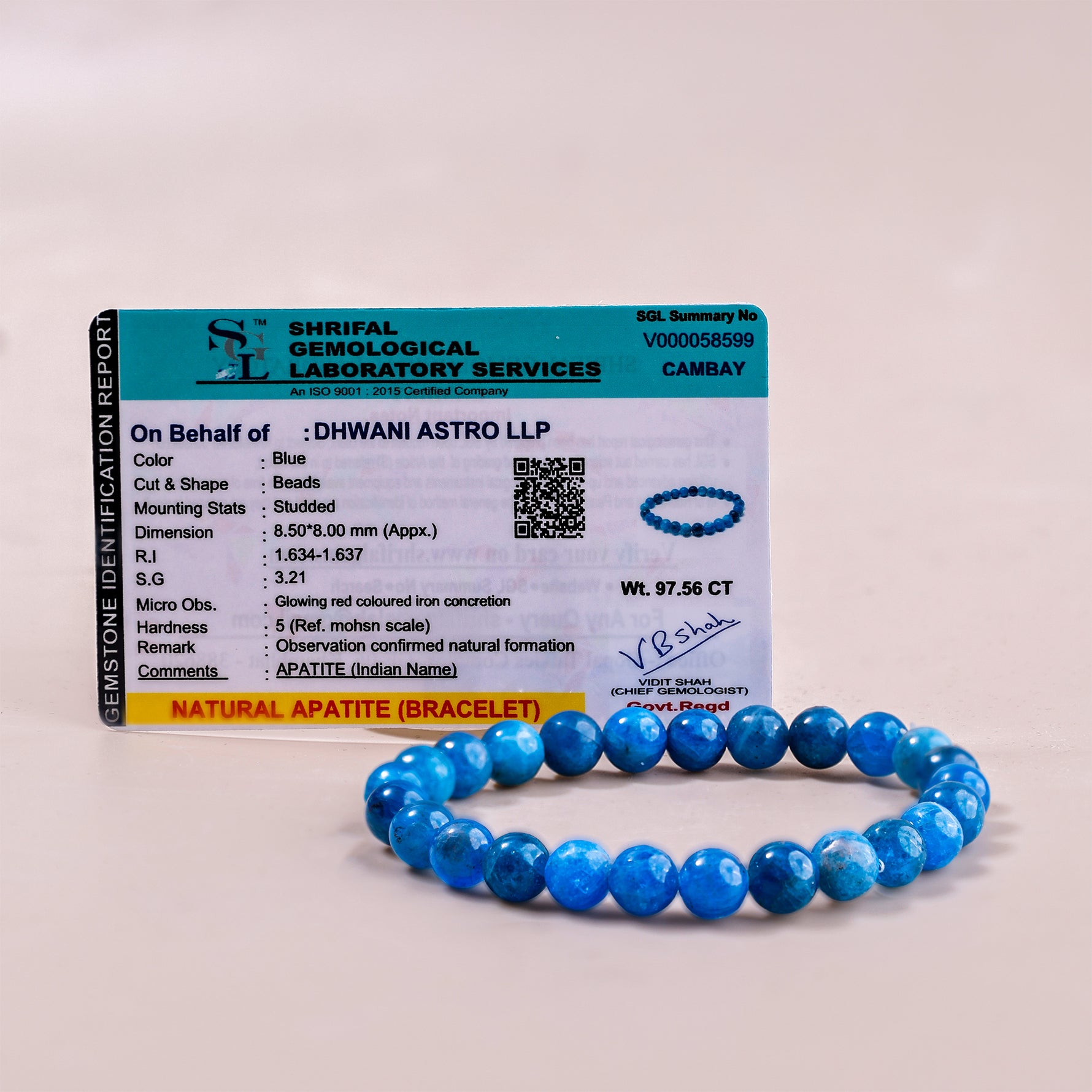 Blue Apatite Bracelet (Star)Blue Apatite Bracelet (Star) - Abhimantrit & Certified