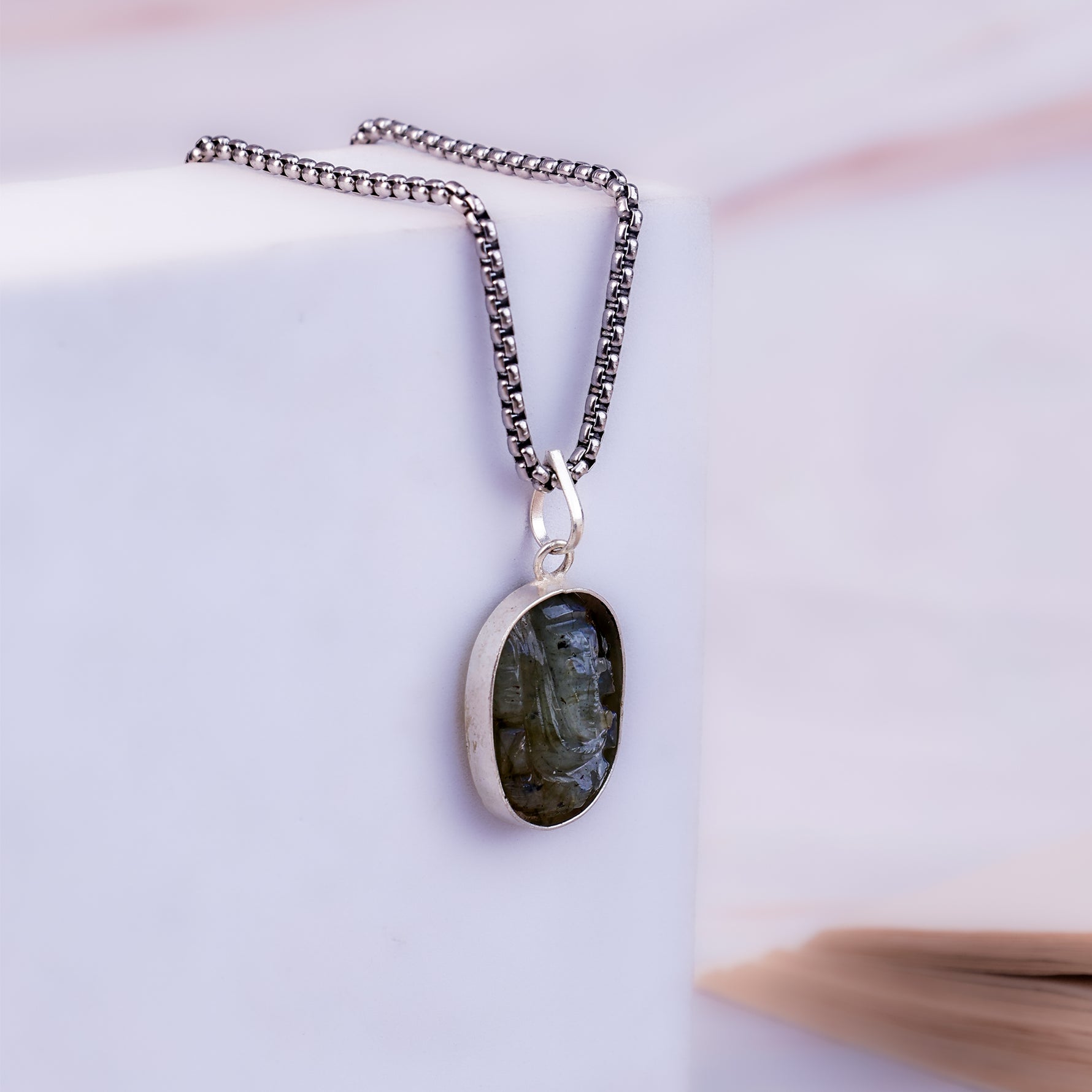Labradorite Ganesha Pendant - Abhimantrit