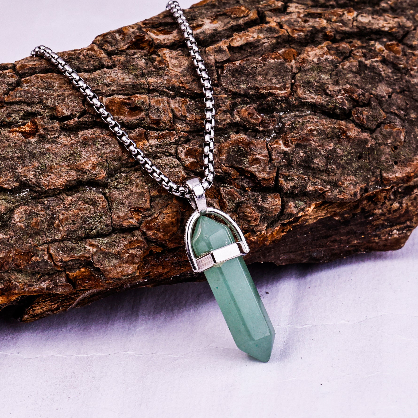 Green Aventurine Pen Shape PandentGreen Aventurine Pen Shape Pandent - Abhimantrit