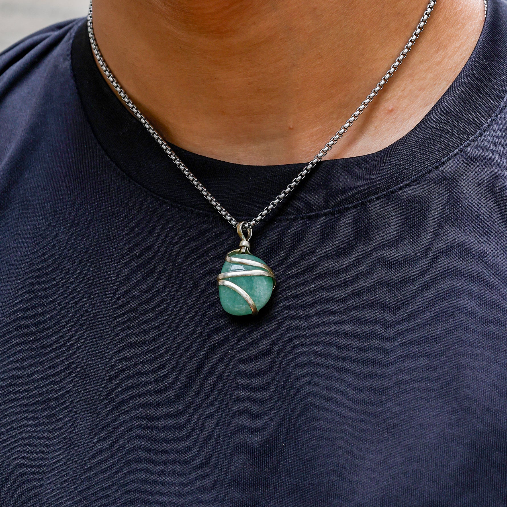 Green Aventurine Wrapping Pendant - Abhimantrit & Certified