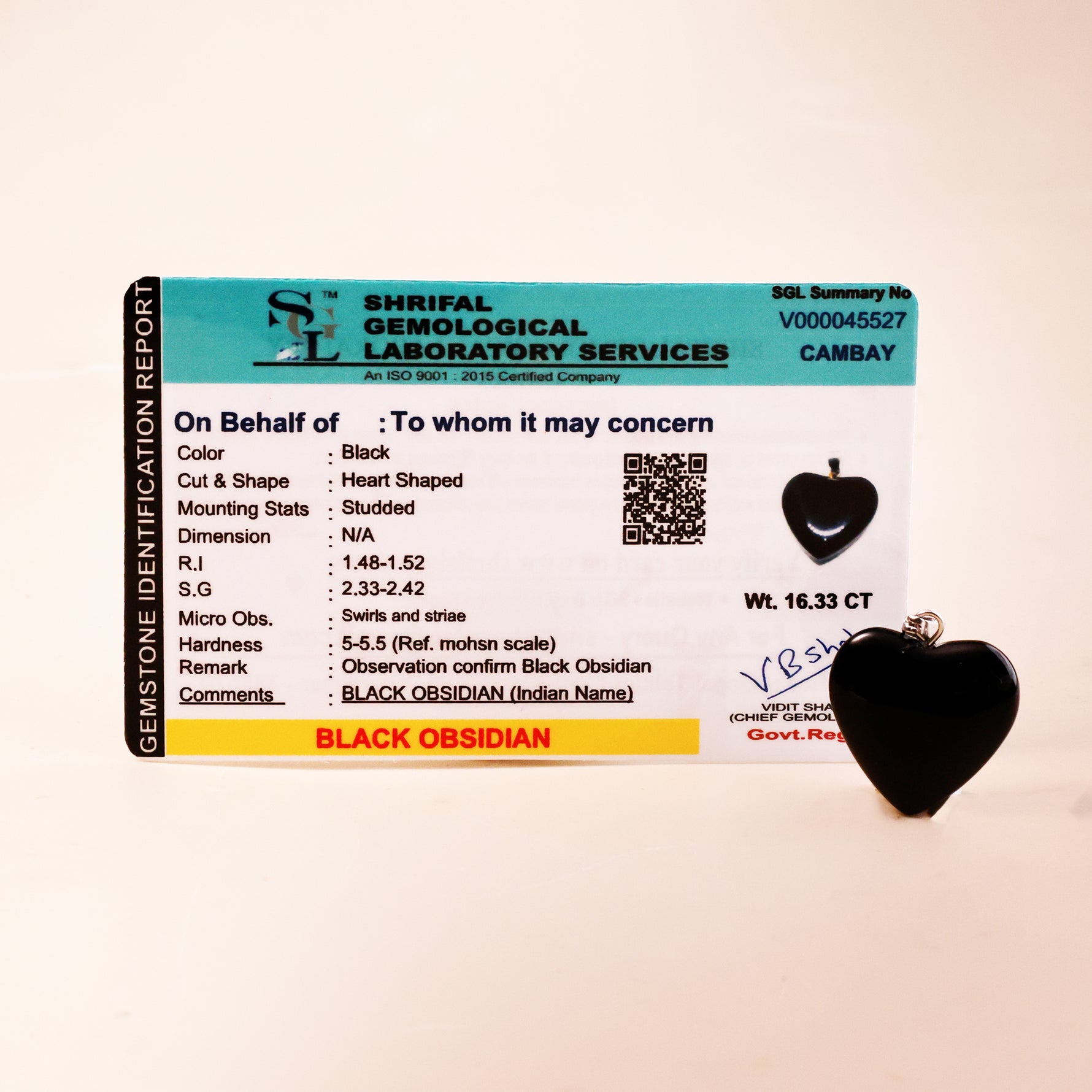 Black Obsidian Heart Pandent - Abhimantrit & certified