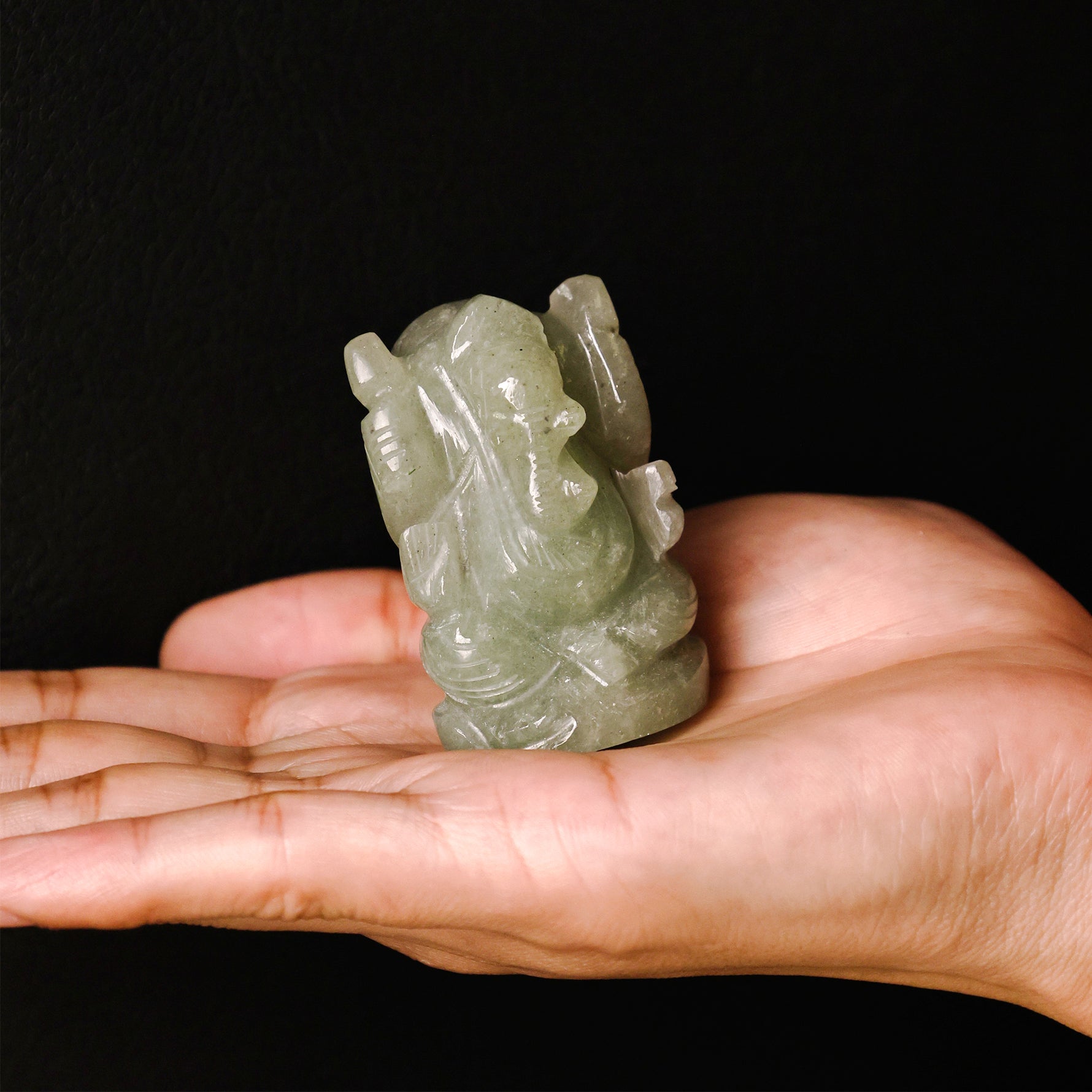 Green Aventurine Ganesh ji - Abhimantrit & Certified