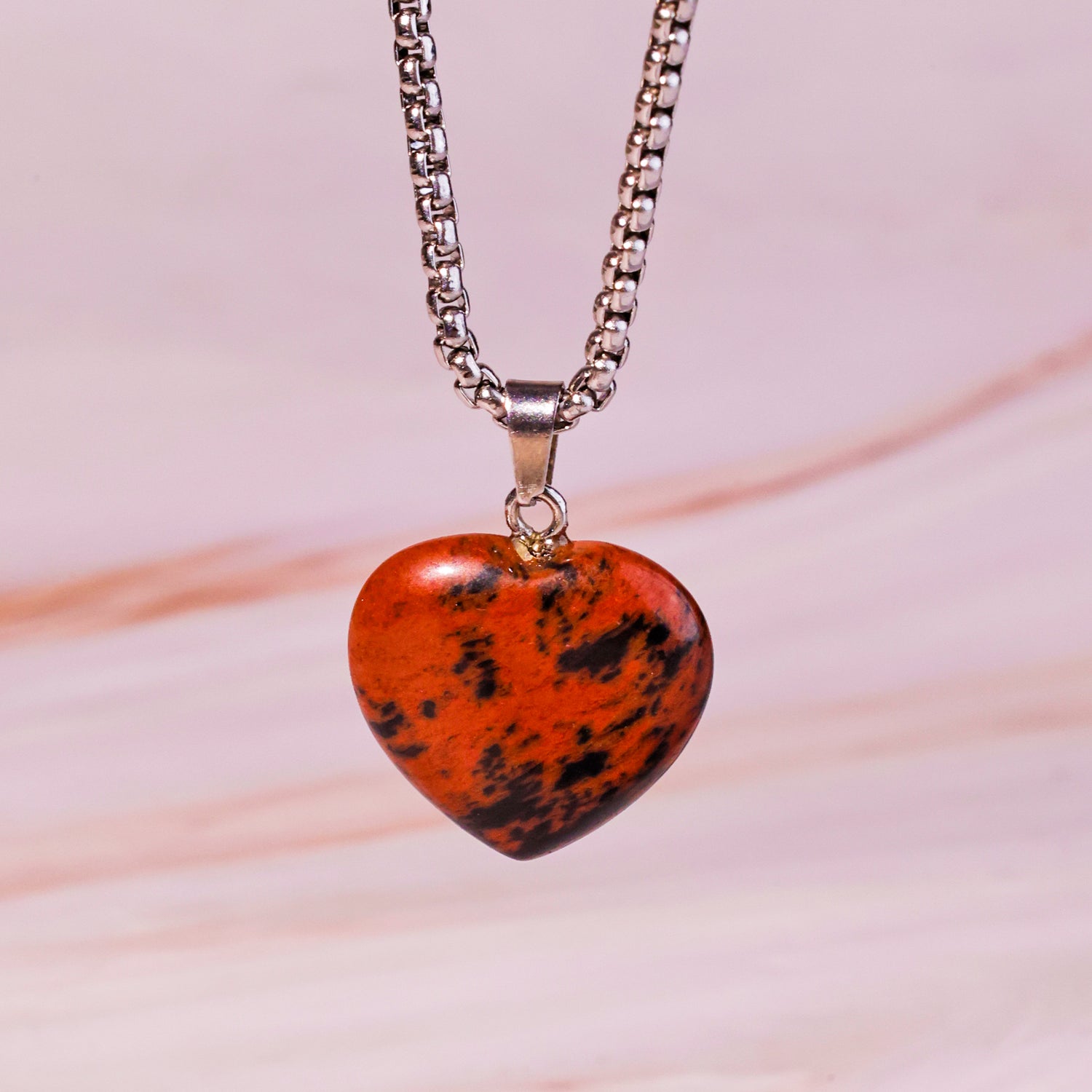 Mahogany Obsidian Heart Pandent - Abhimantrit & Certified