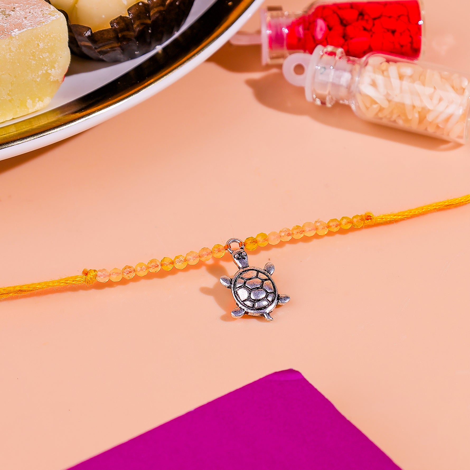 92.5 Pure Silver Turtle Rakhi - Abhimantrit & Certified