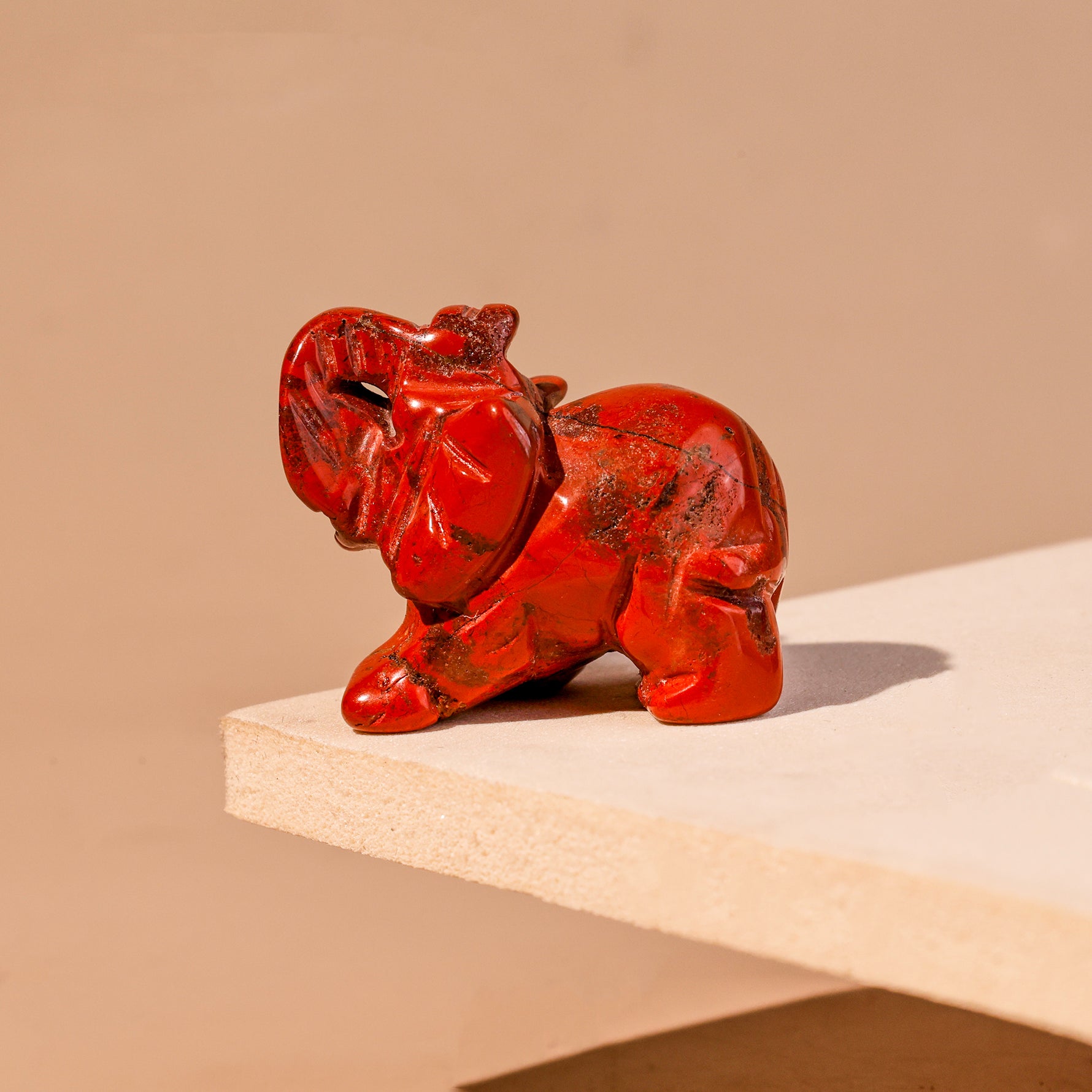 Red Jasper Crystal Elephant - Abhimantrit