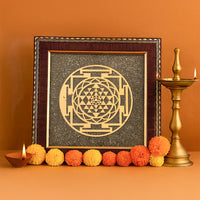 Shri Yantra Raw Pyrite Frame - Abhimantrit