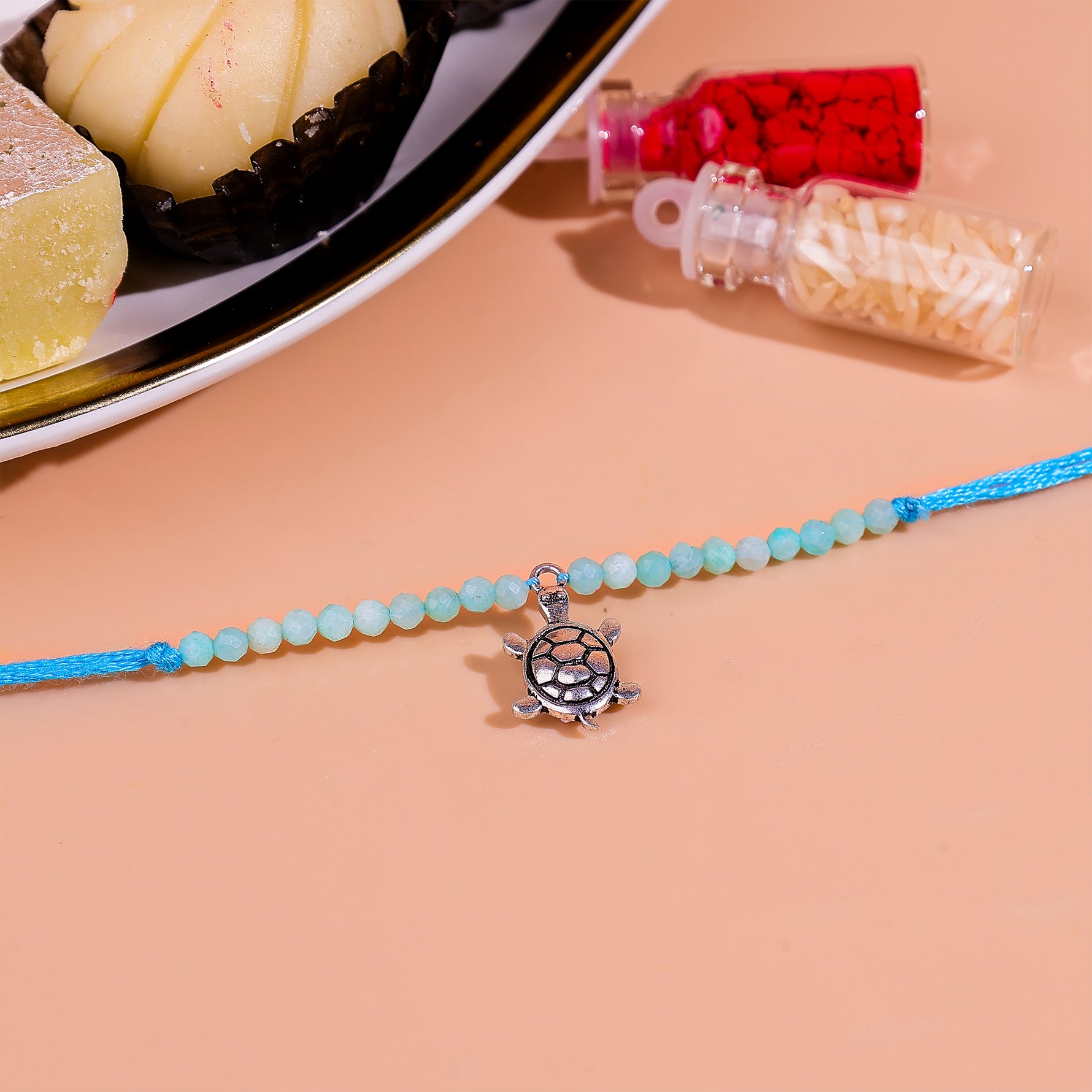 92.5 Pure Silver Turtle Rakhi - Abhimantrit & Certified