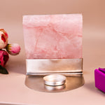 Chamunda Beej Mantra Rose Quartz Tealight Holder 