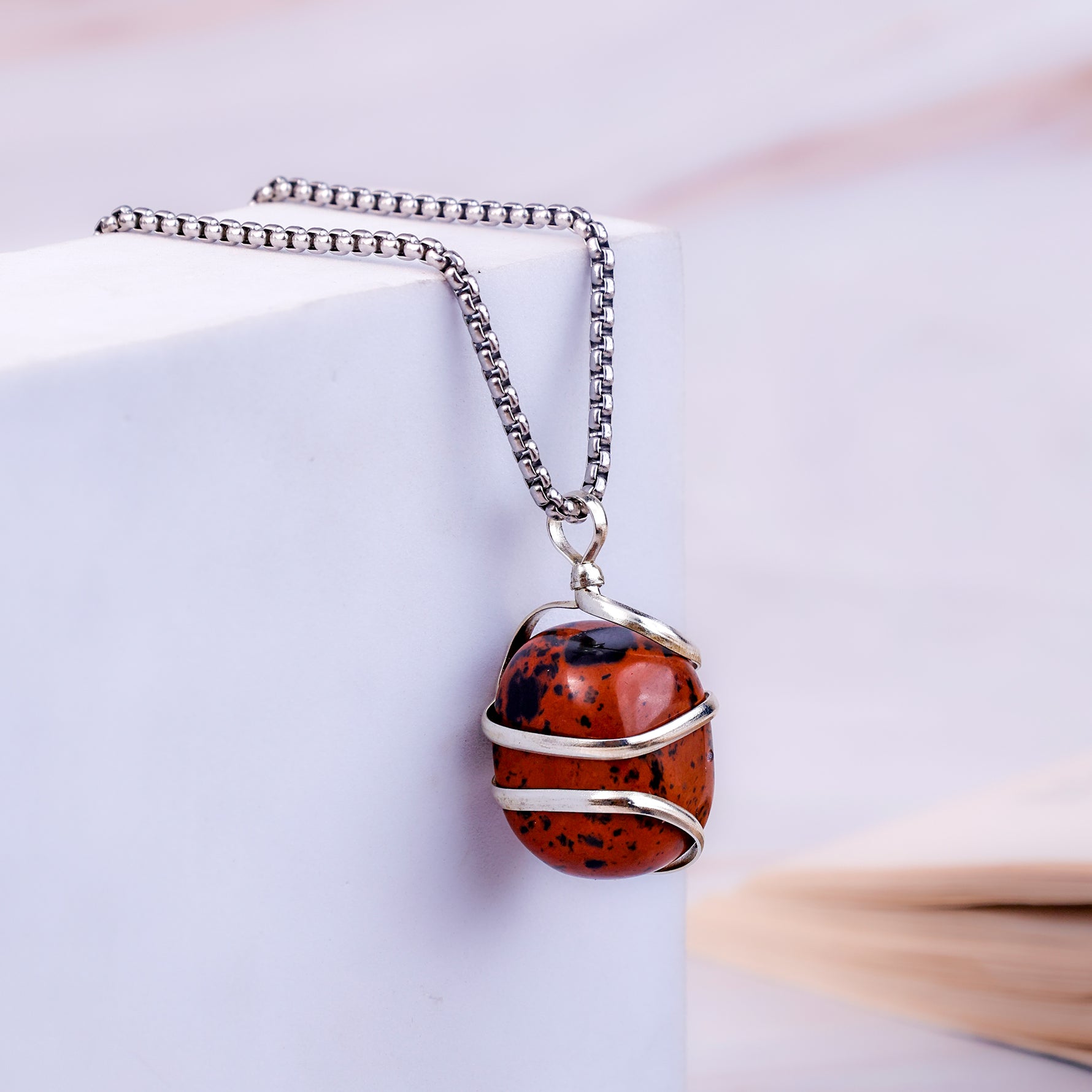 Mahogany Obsidian Wrapping Pendant - Abhimantrit & Certified